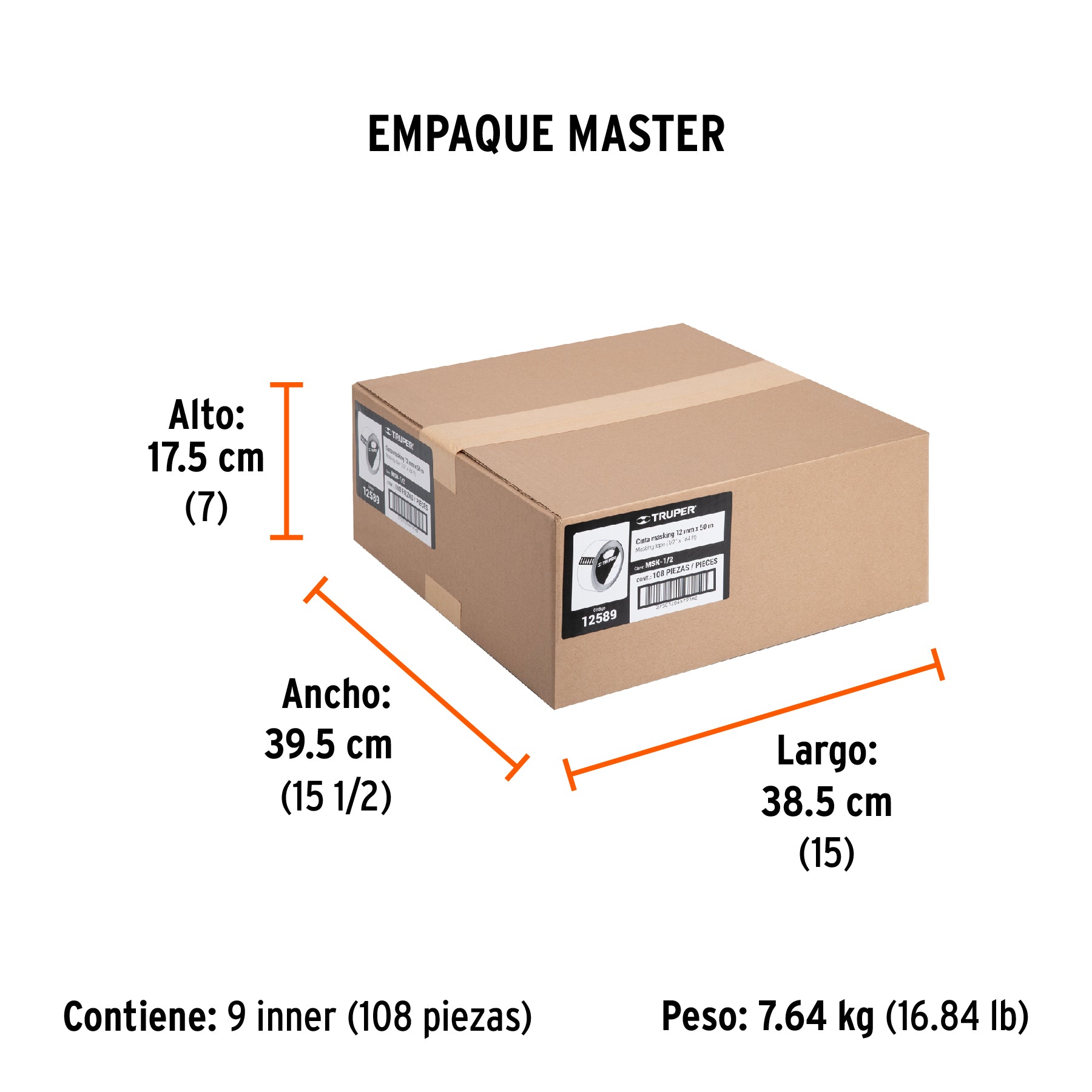 Masking Tape Uso General TRUPER 12 mm X 50 mts