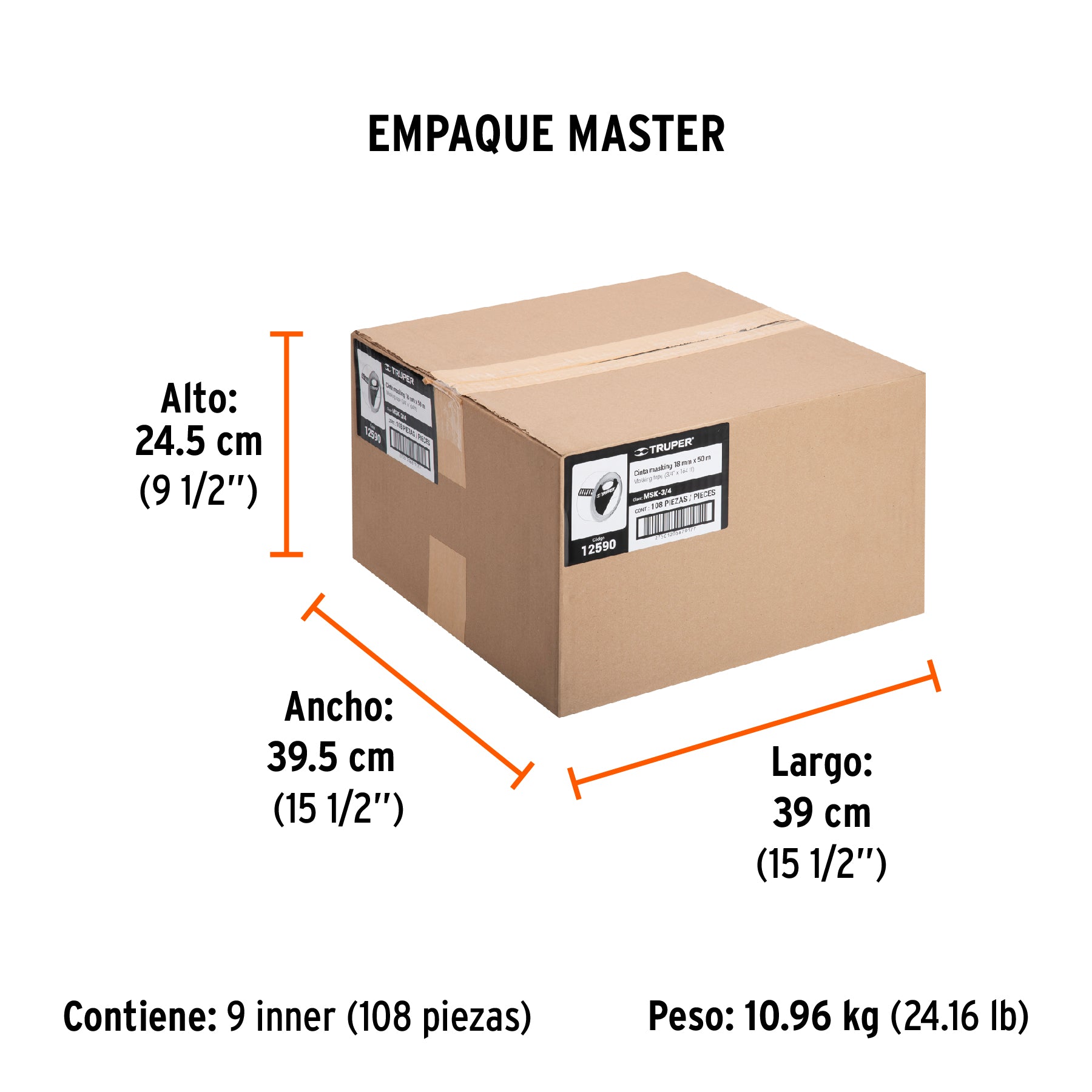 Masking Tape Uso General TRUPER 18 mm X 50 mts