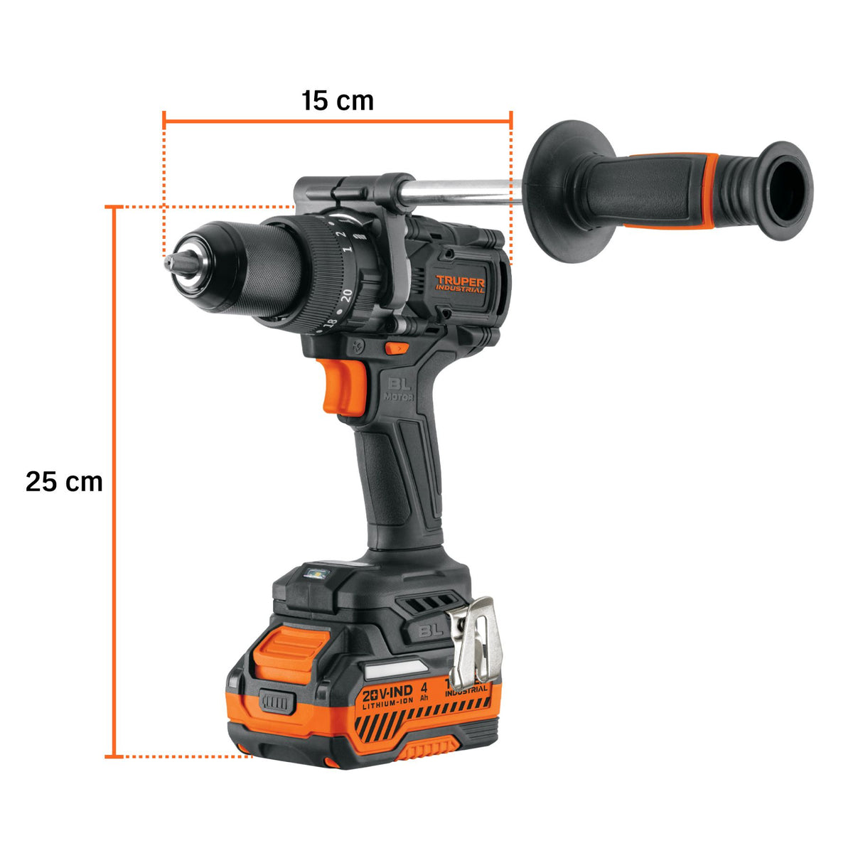 Rotomartillo Inalambrico 20 Volts 1/2" Alto Torque 150Nm 2 Baterias 4Ah TRUPER INDUSTRIAL (Copia)