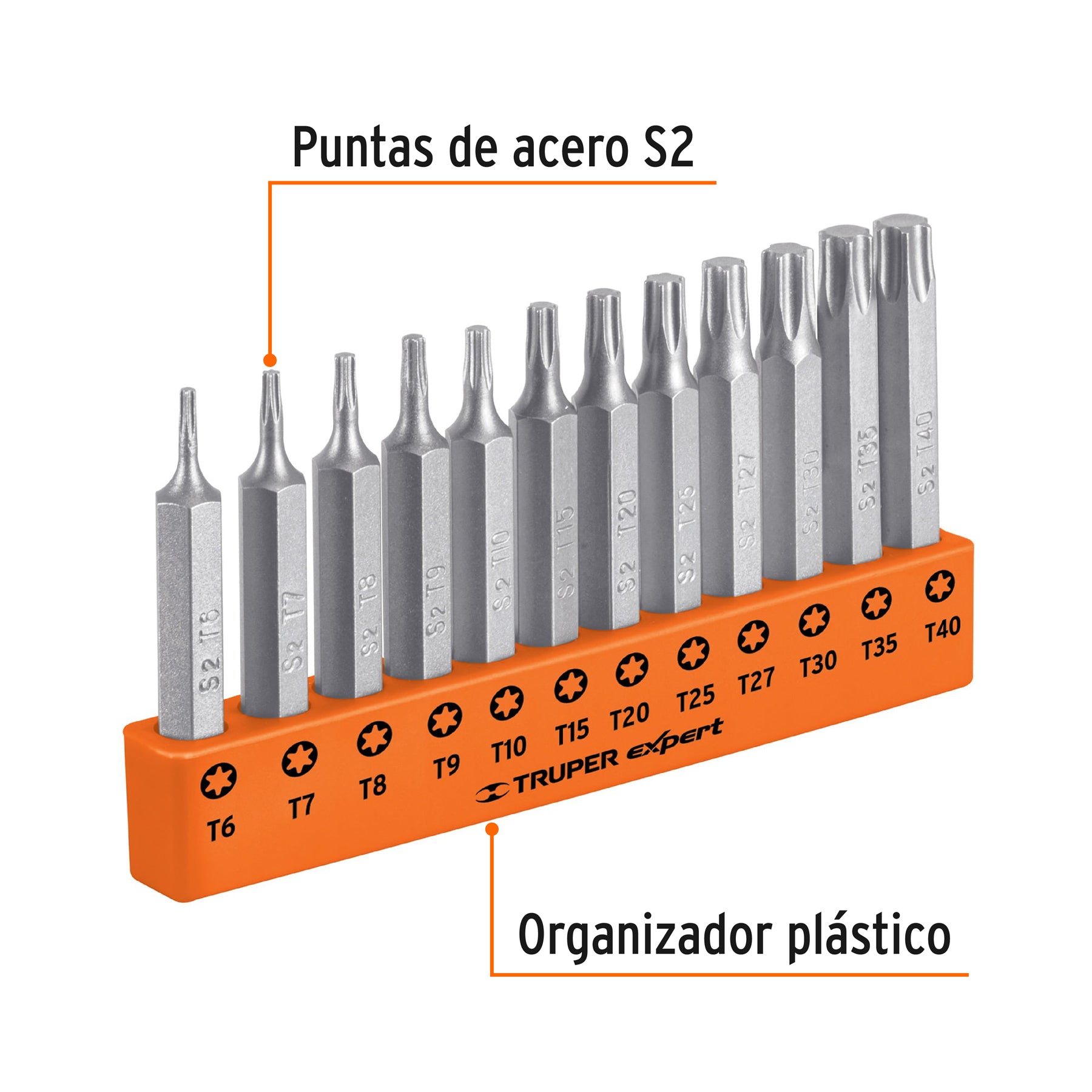 Juego de 12 Puntas Torx Largo 2" Truper Expert
