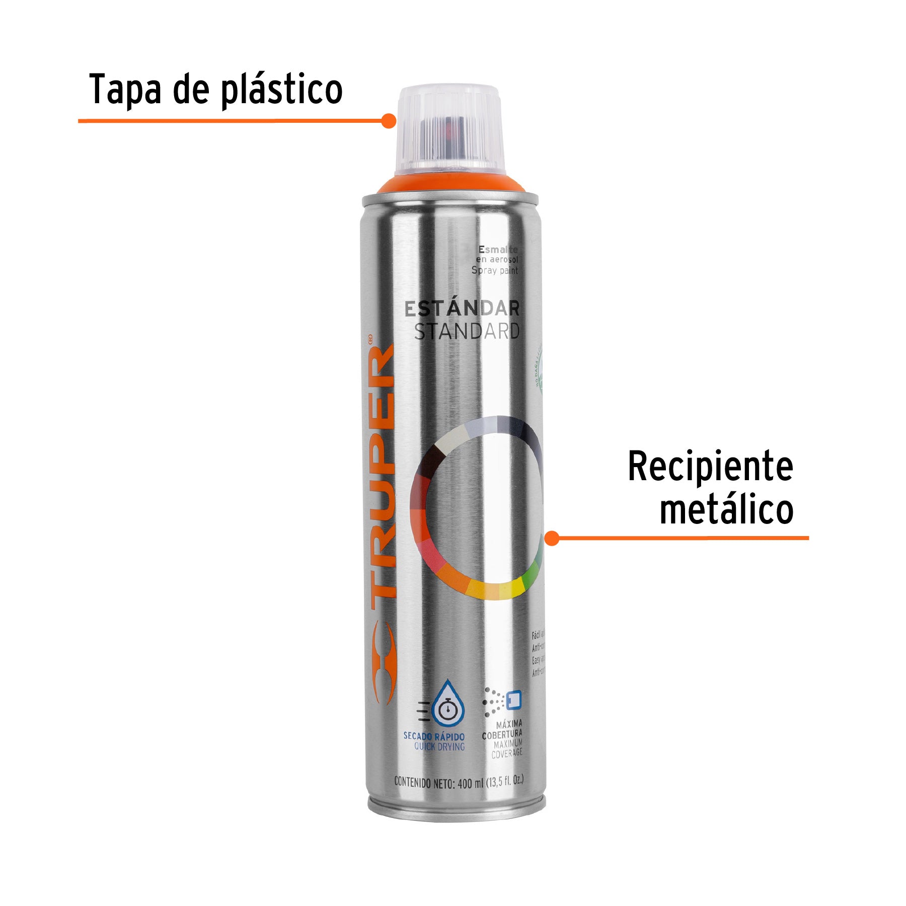 Pintura en Aerosol Bote Esbelto 400 ml Truper Naranja