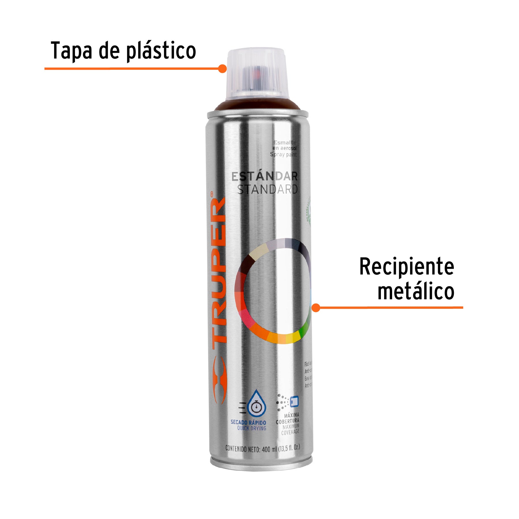 Pintura en Aerosol Bote Esbelto 400 ml Truper Tabaco