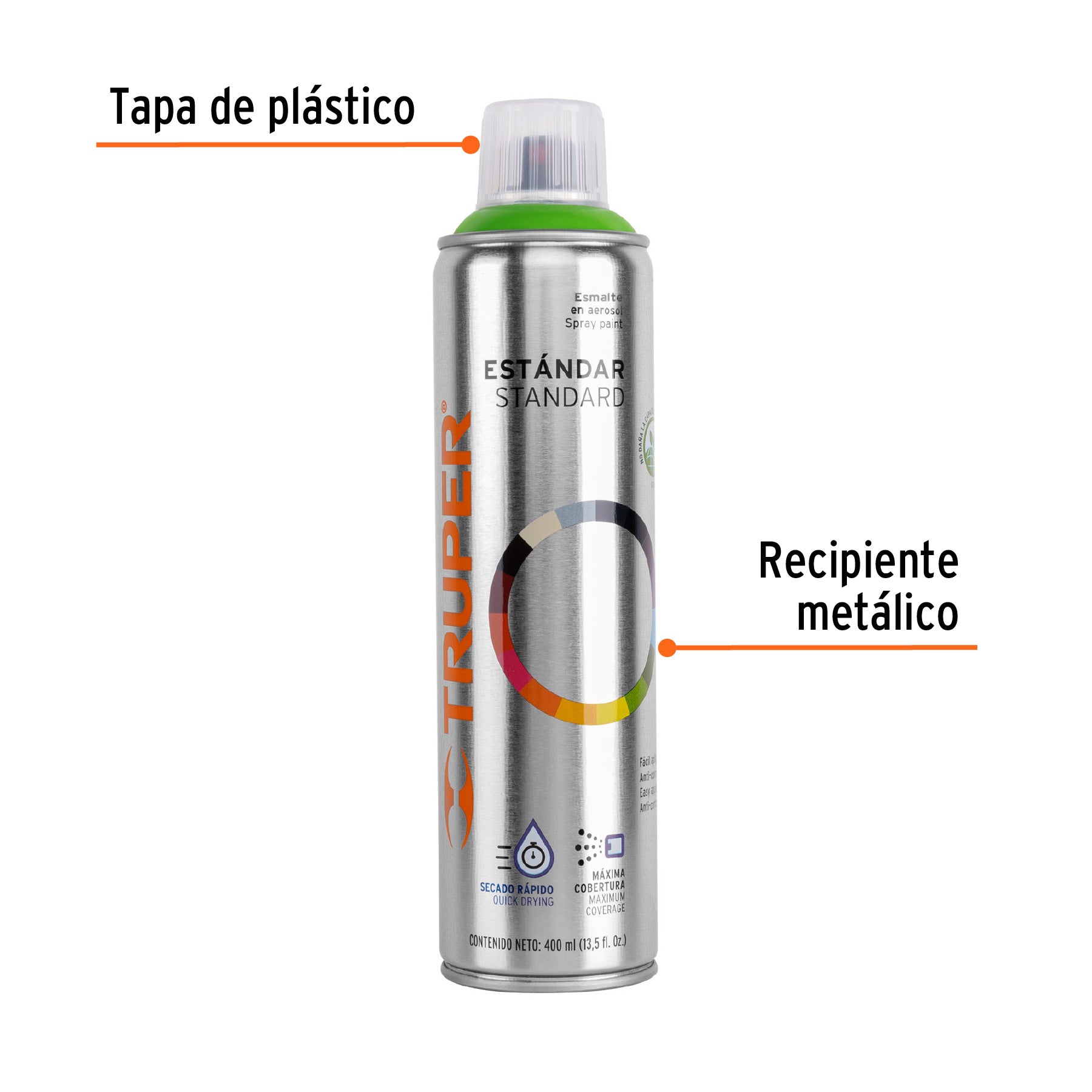 Pintura en Aerosol Bote Esbelto 400 ml Truper Verde Manzana