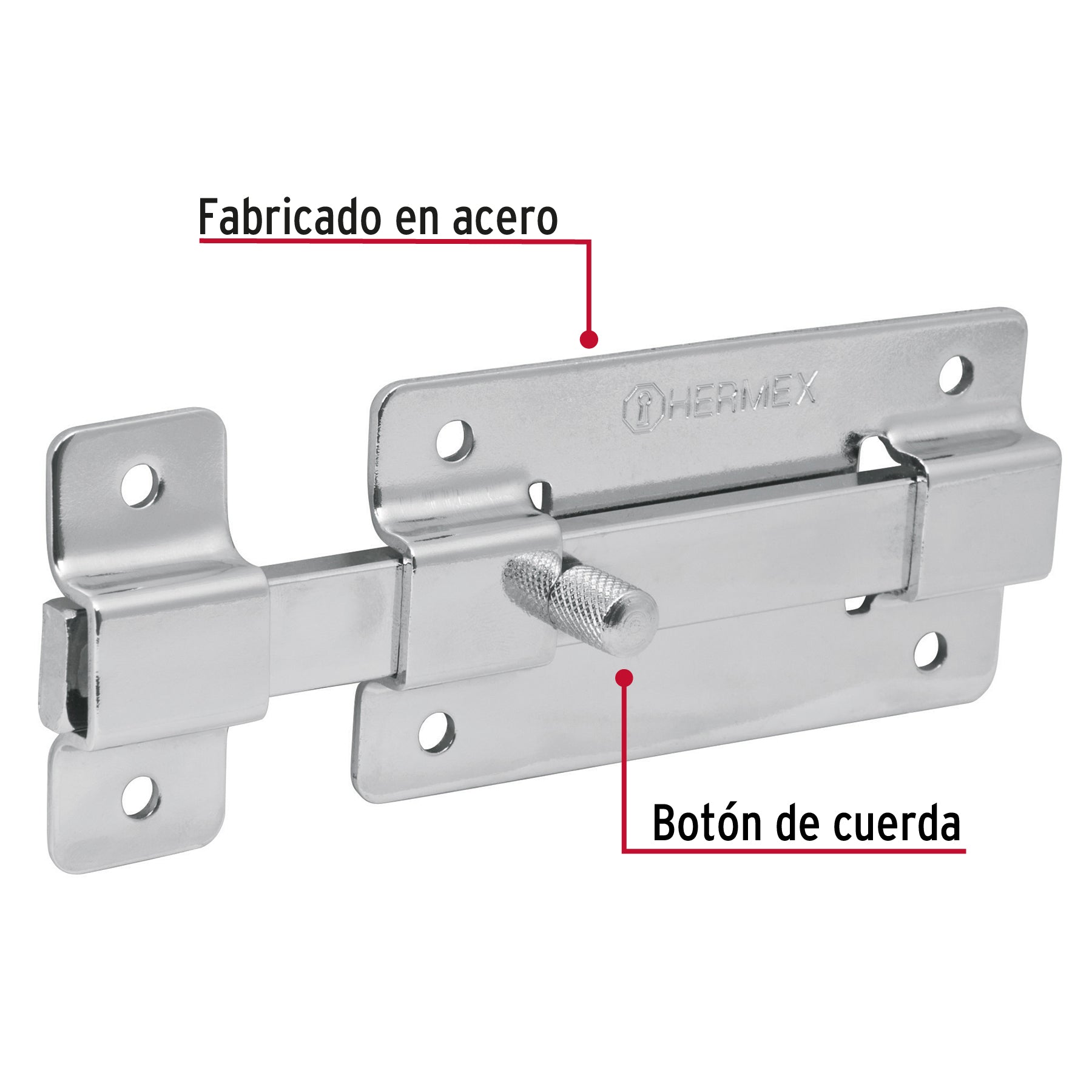 Pasador de Barra Plana Cromado Hermex 4"