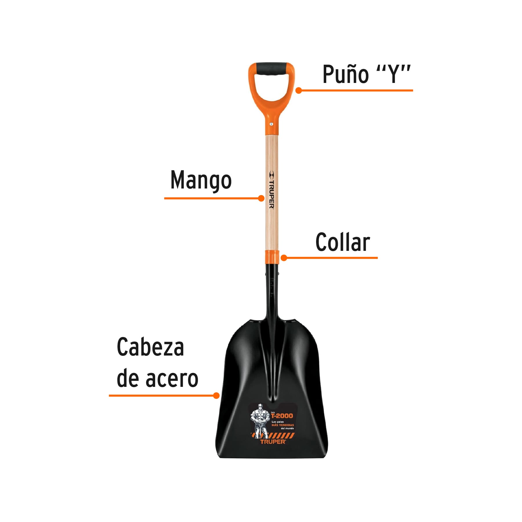 Pala Carbonera Puño "Y" T-2000 Truper