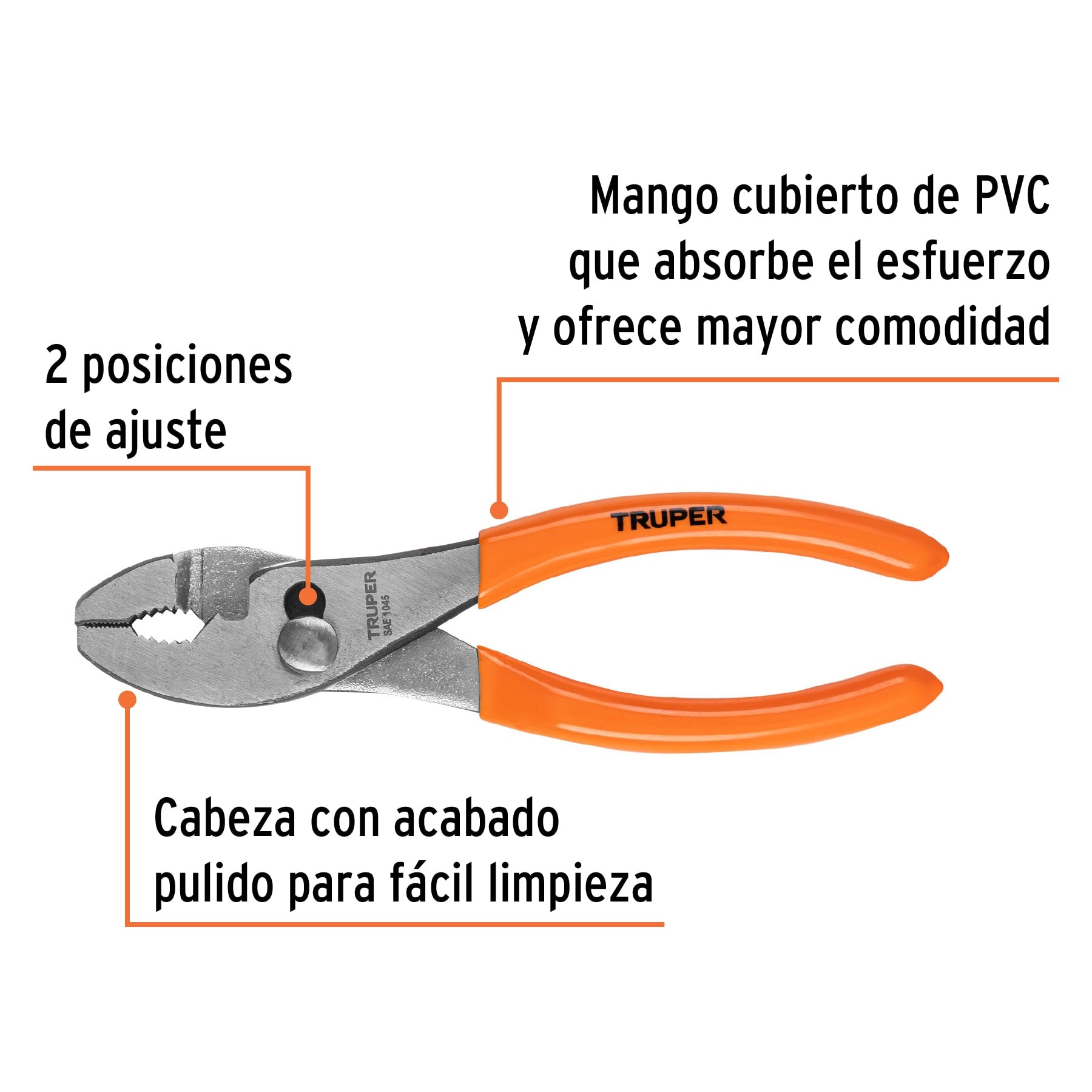 Pinzas de Chofer Mango de PVC Truper 6"