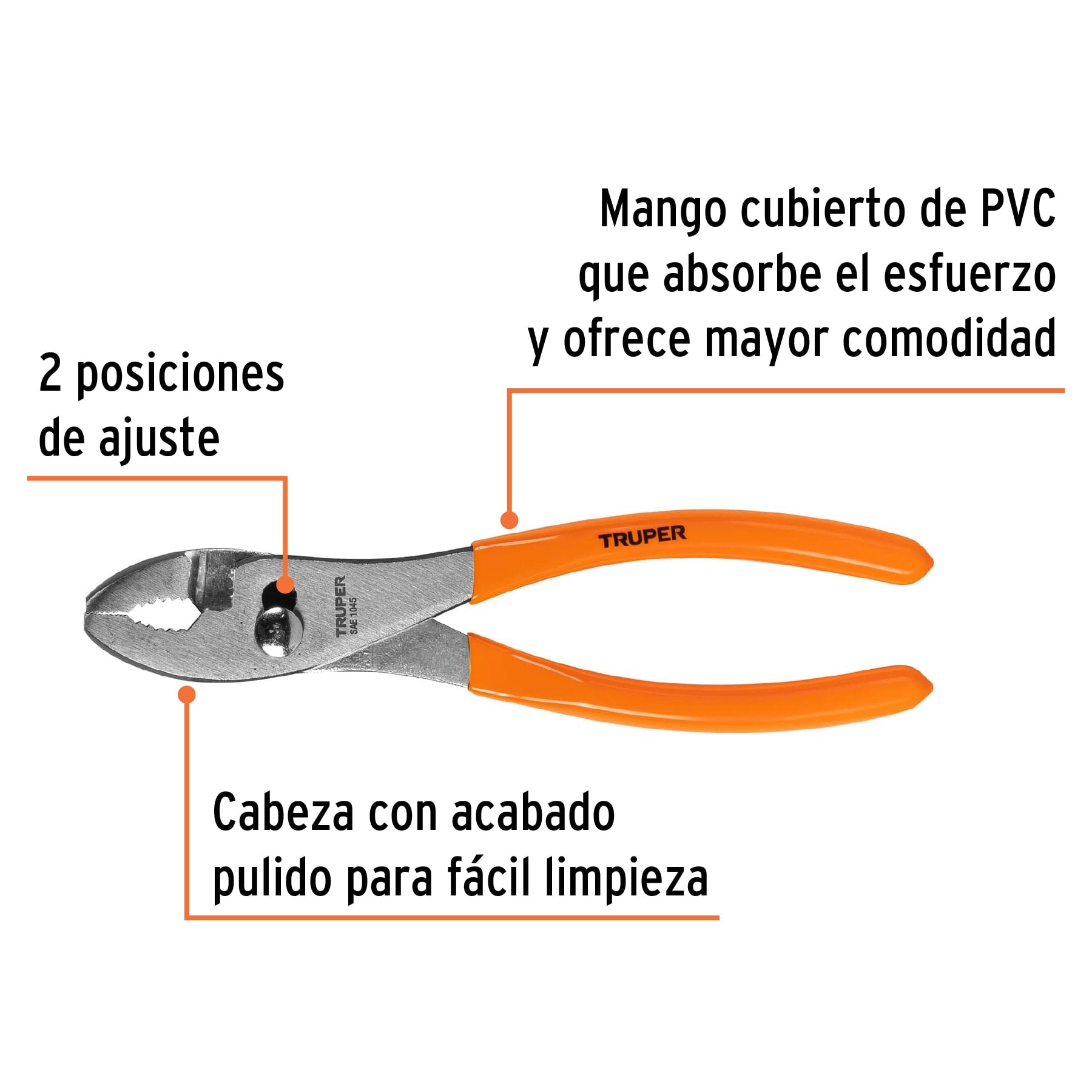 Pinzas de Chofer Mango de PVC Truper 8"