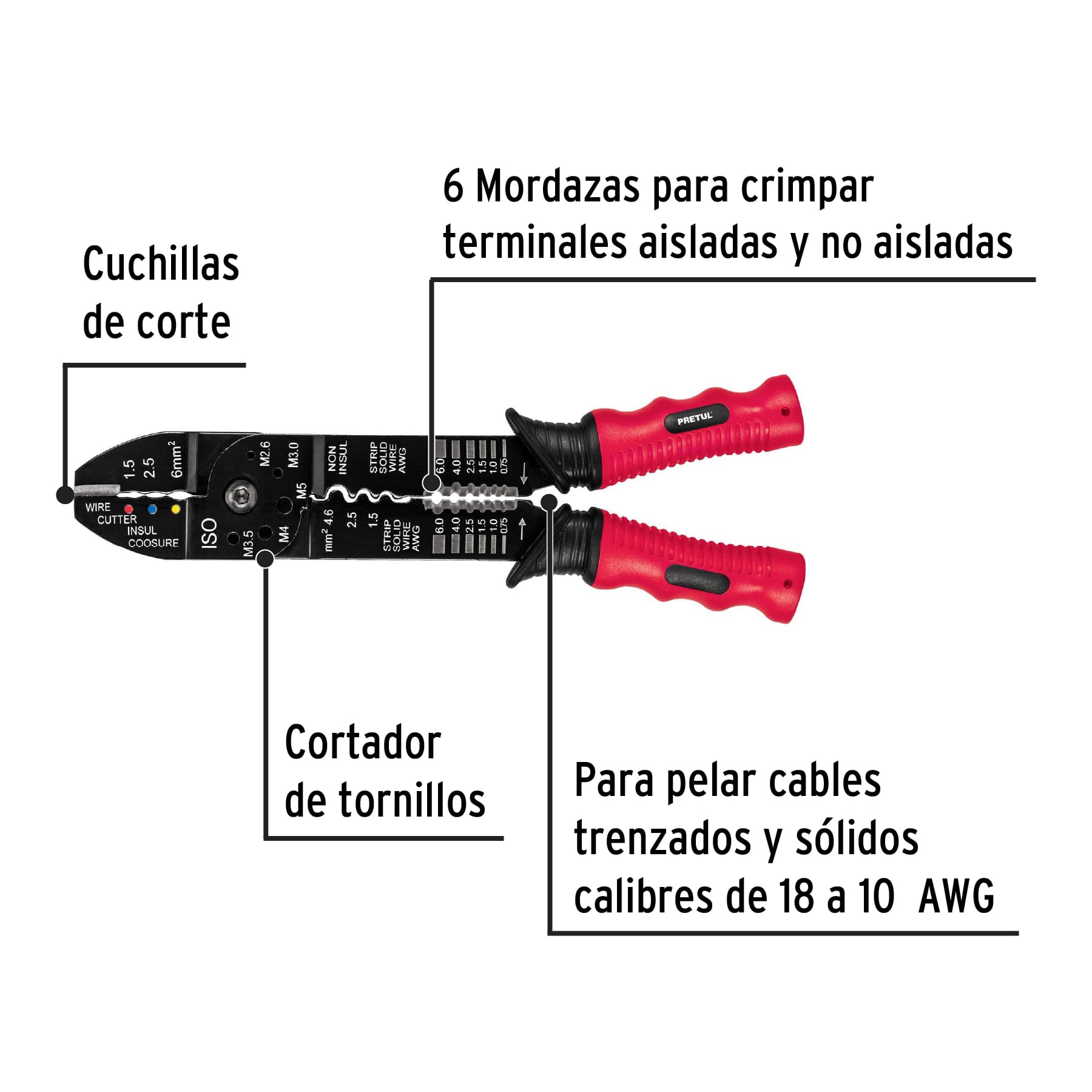 Pinzas Pela Cables 9" Pretul