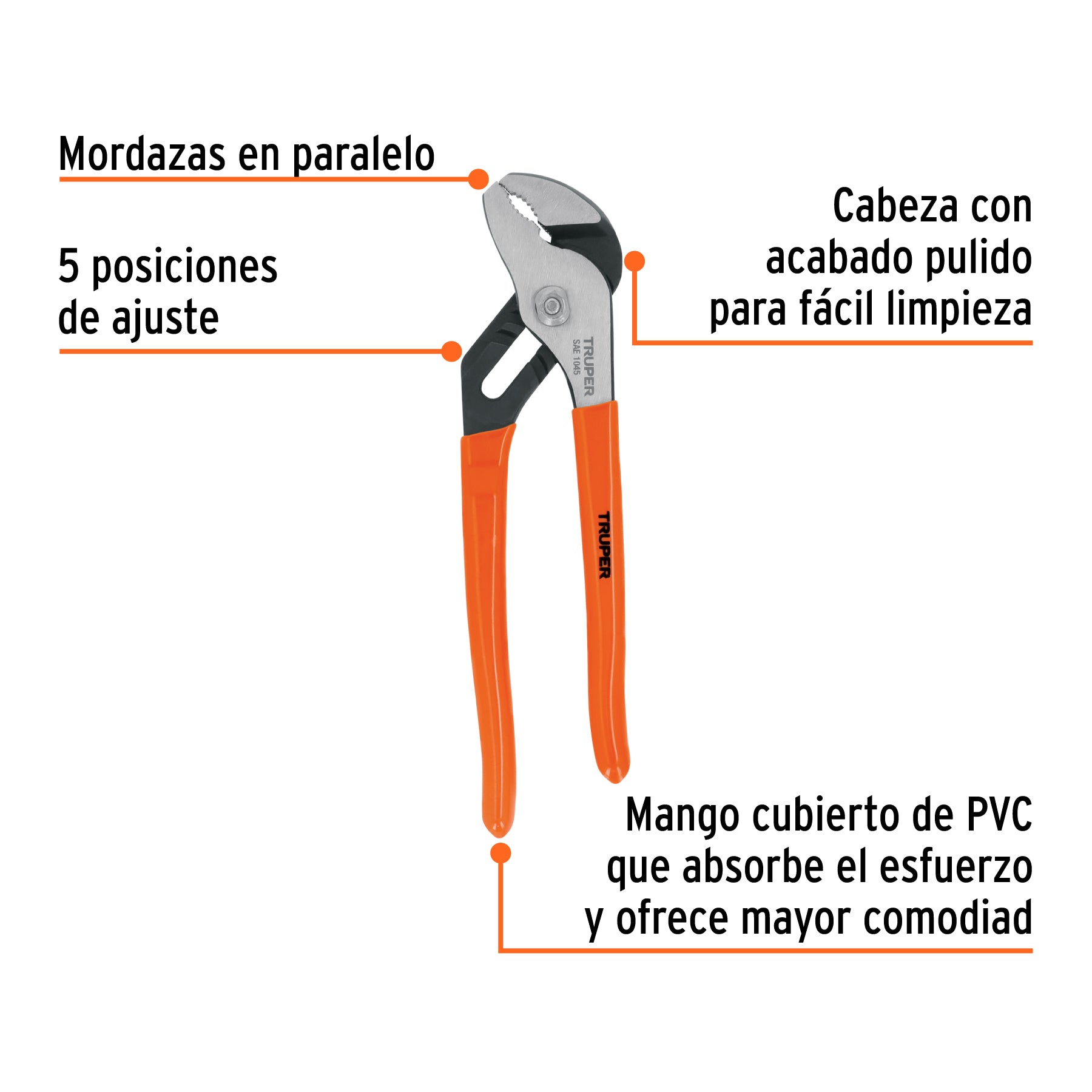 Pinzas de Extension Mangos de PVC Truper 8"