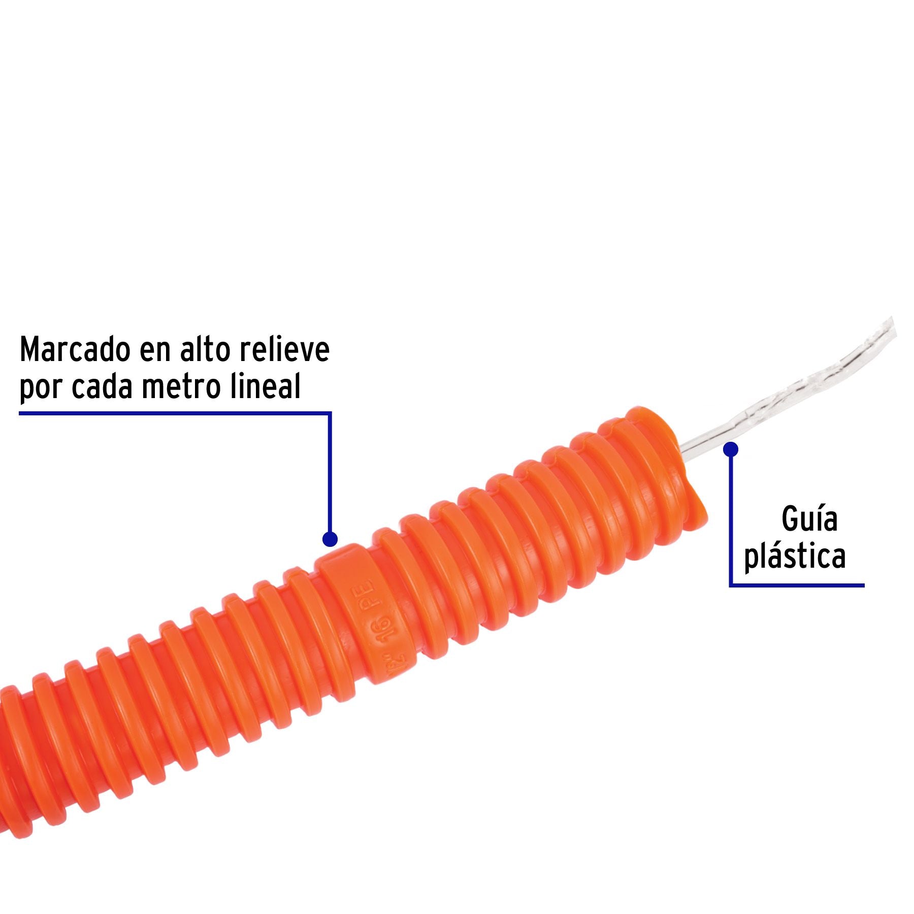 Poliducto Flexible Con Guia 3/4" Volteck Rollo 50 Metros
