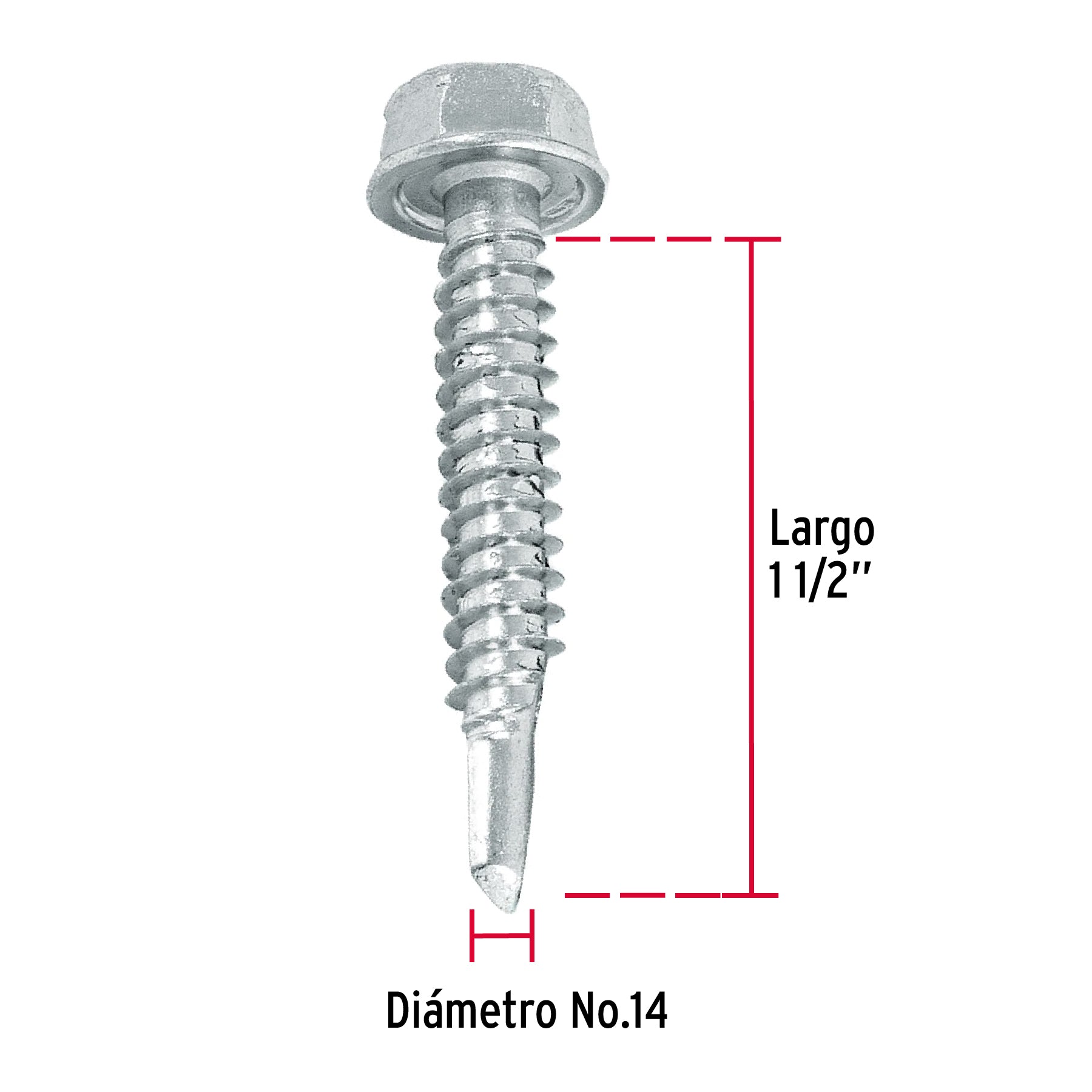Pija Punta de Broca Hexagonal No 14 x 1"1/2 (38 mm) Fiero Bolsa 50 Piezas