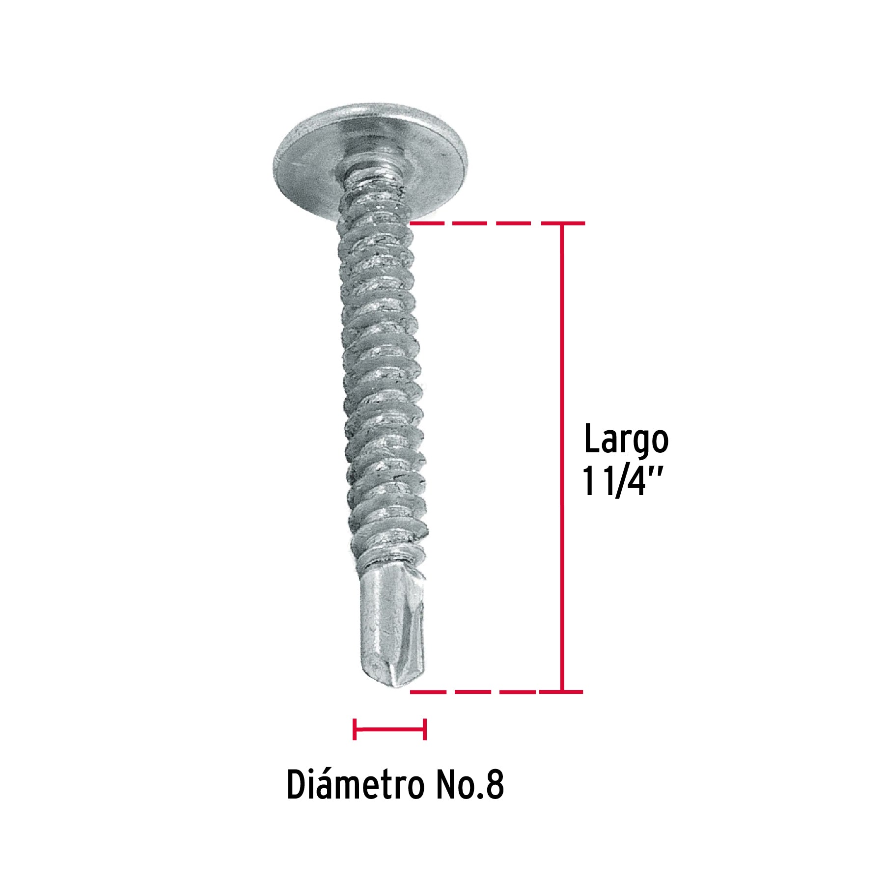 Pija Punta de Broca No 8 x 1"1/4 (32 mm) Fiero Bolsa 100 Piezas