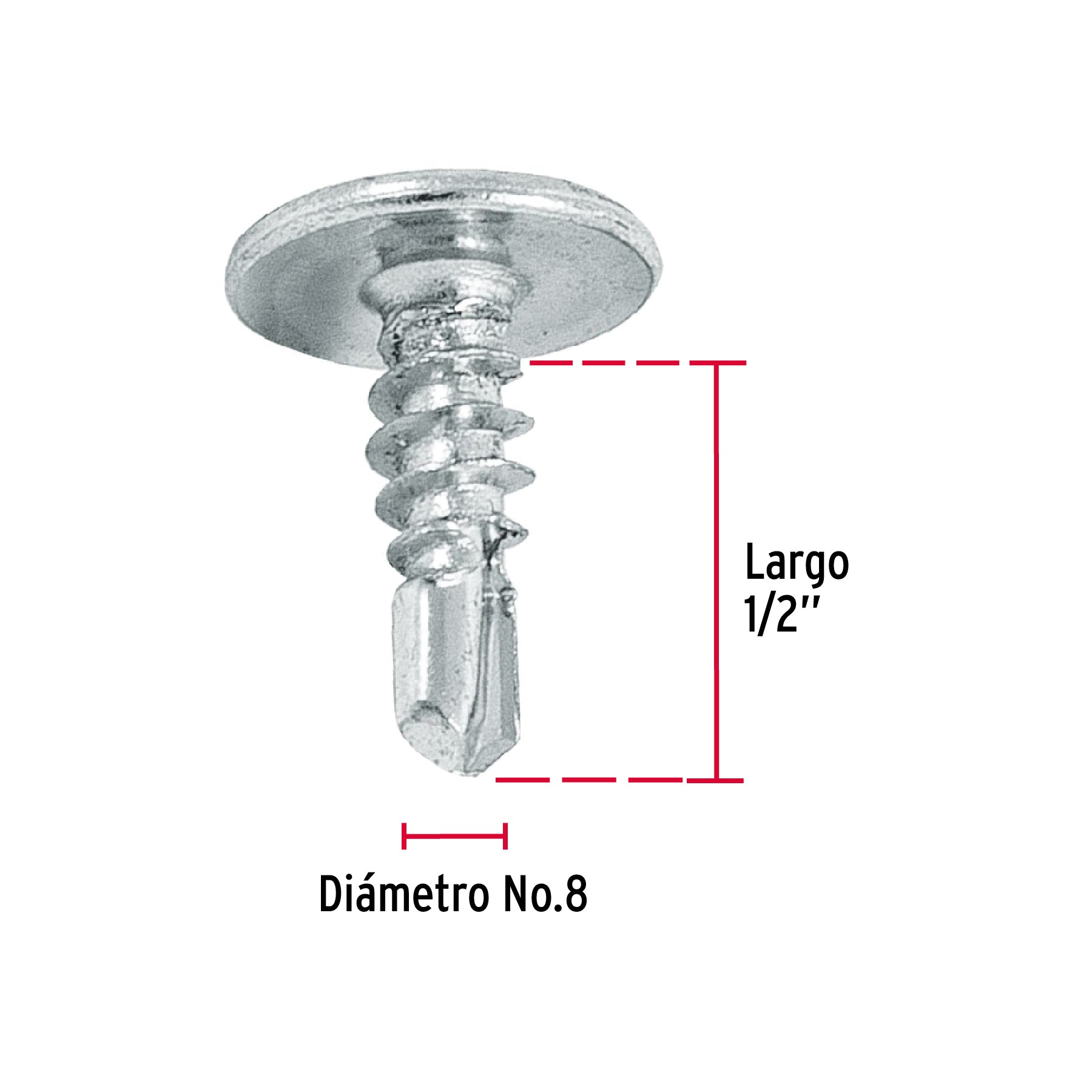Pija Punta de Broca No 8 x 1/2" (13 mm) Fiero Bolsa con 100 Piezas