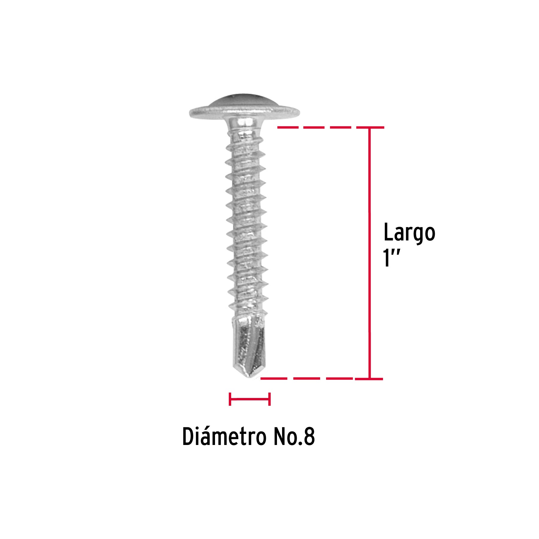 Pija Punta de Broca No 8 x 1" (25 mm) Fiero Bolsa 100 Piezas