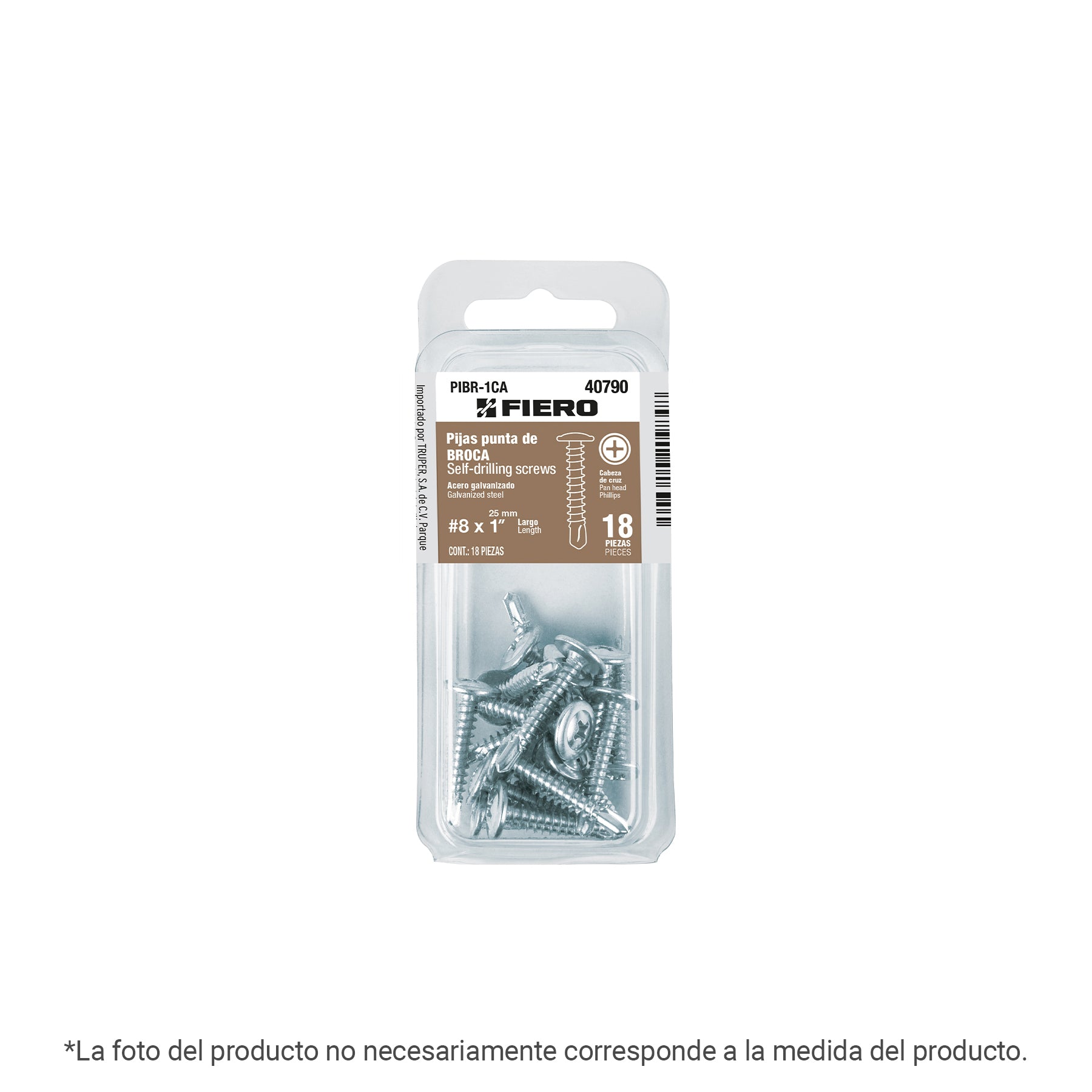 Pija Punta de Broca No 8 x 3/4" (19 mm) Fiero Blister 22 Piezas