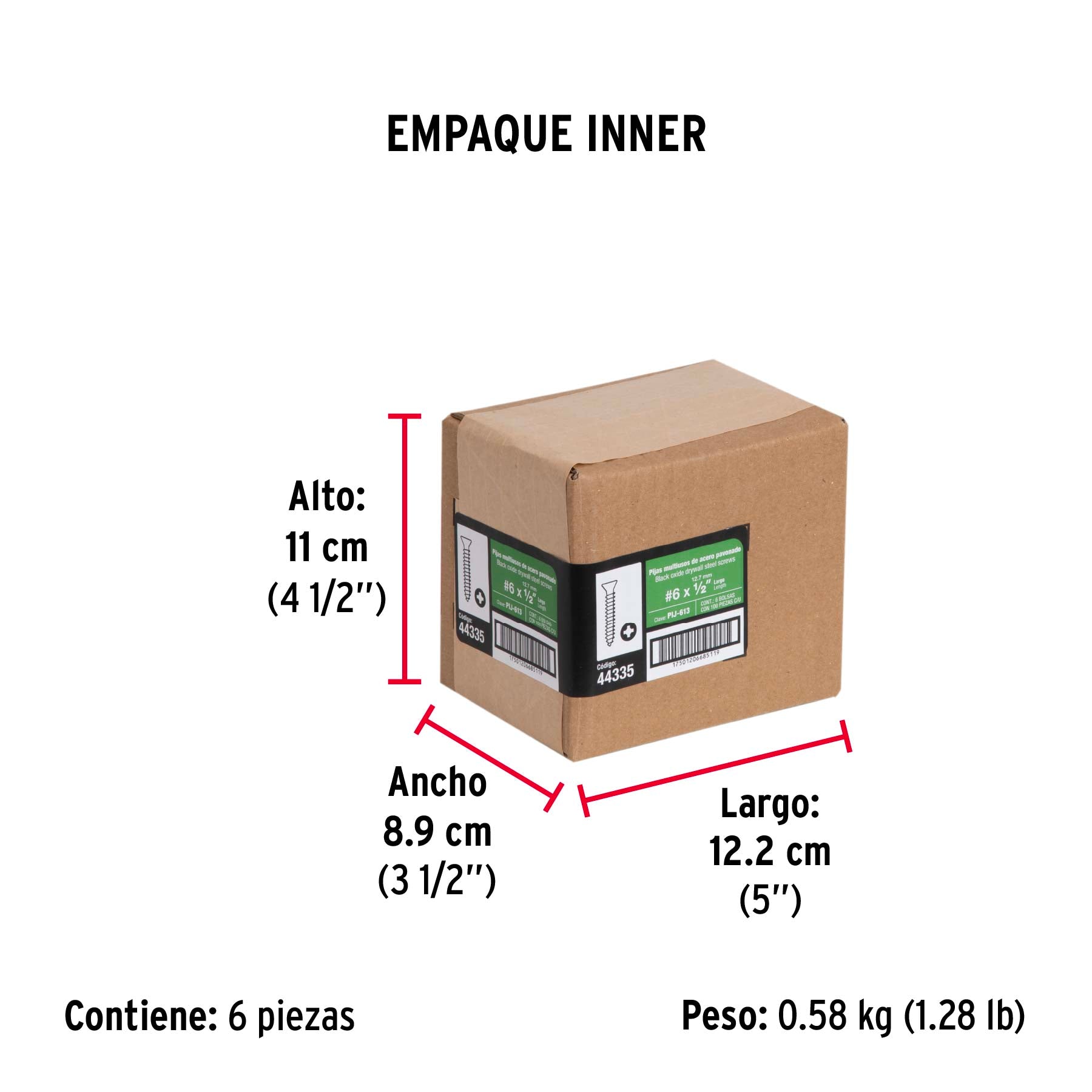 Pija Tablaroca No 6 x 1/2" Fiero Bolsa con 100 Piezas