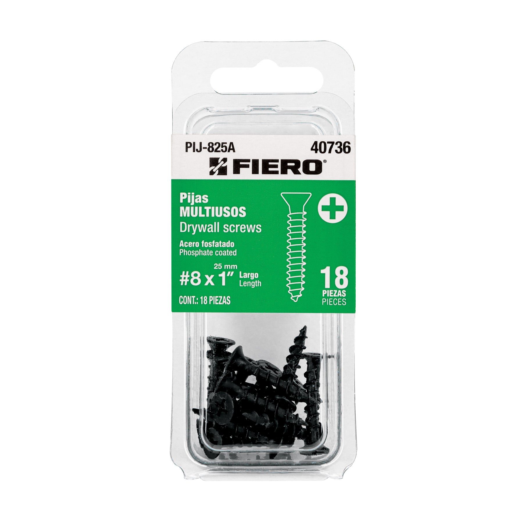 Pija Tablaroca No 8 x 1" Fiero Blister 18 Piezas
