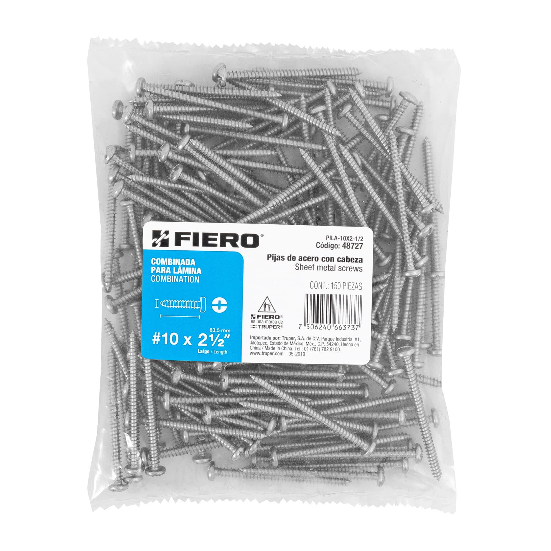 Pija para Lamina No 10 x 2"1/2 (65 mm) Fiero 1 Pieza