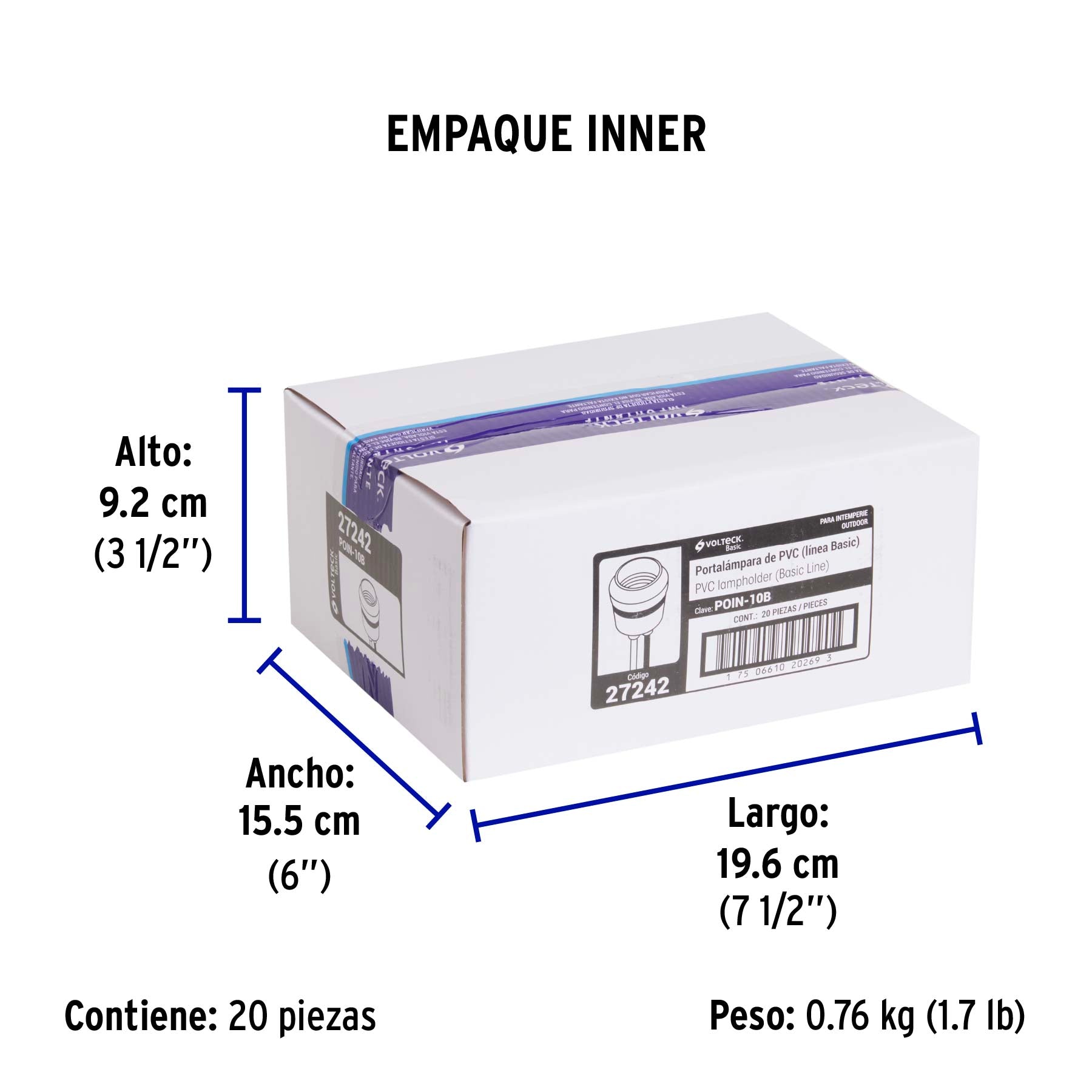 Portalampara Hule para Intemperie Negro Volteck Basic