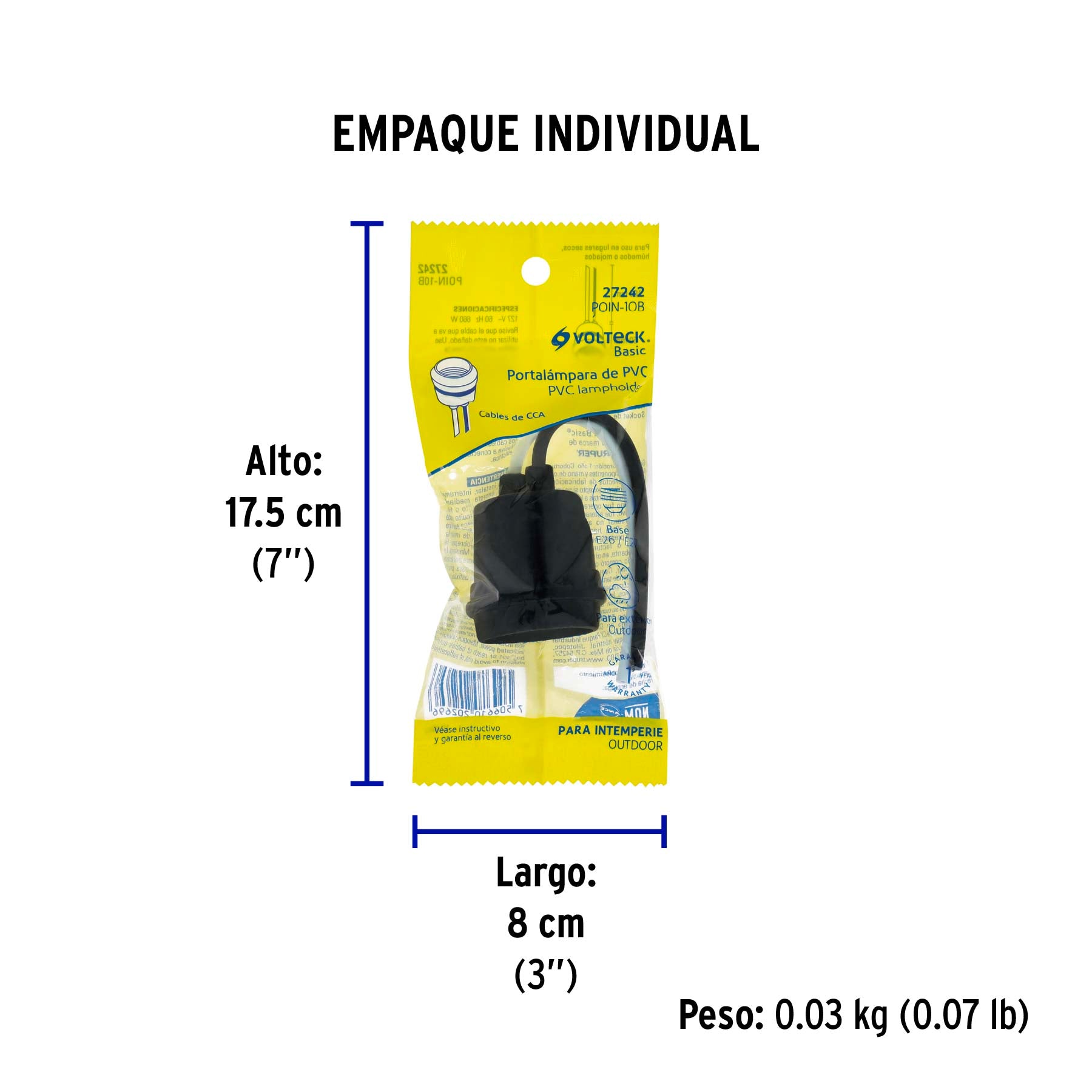 Portalampara Hule para Intemperie Negro Volteck Basic