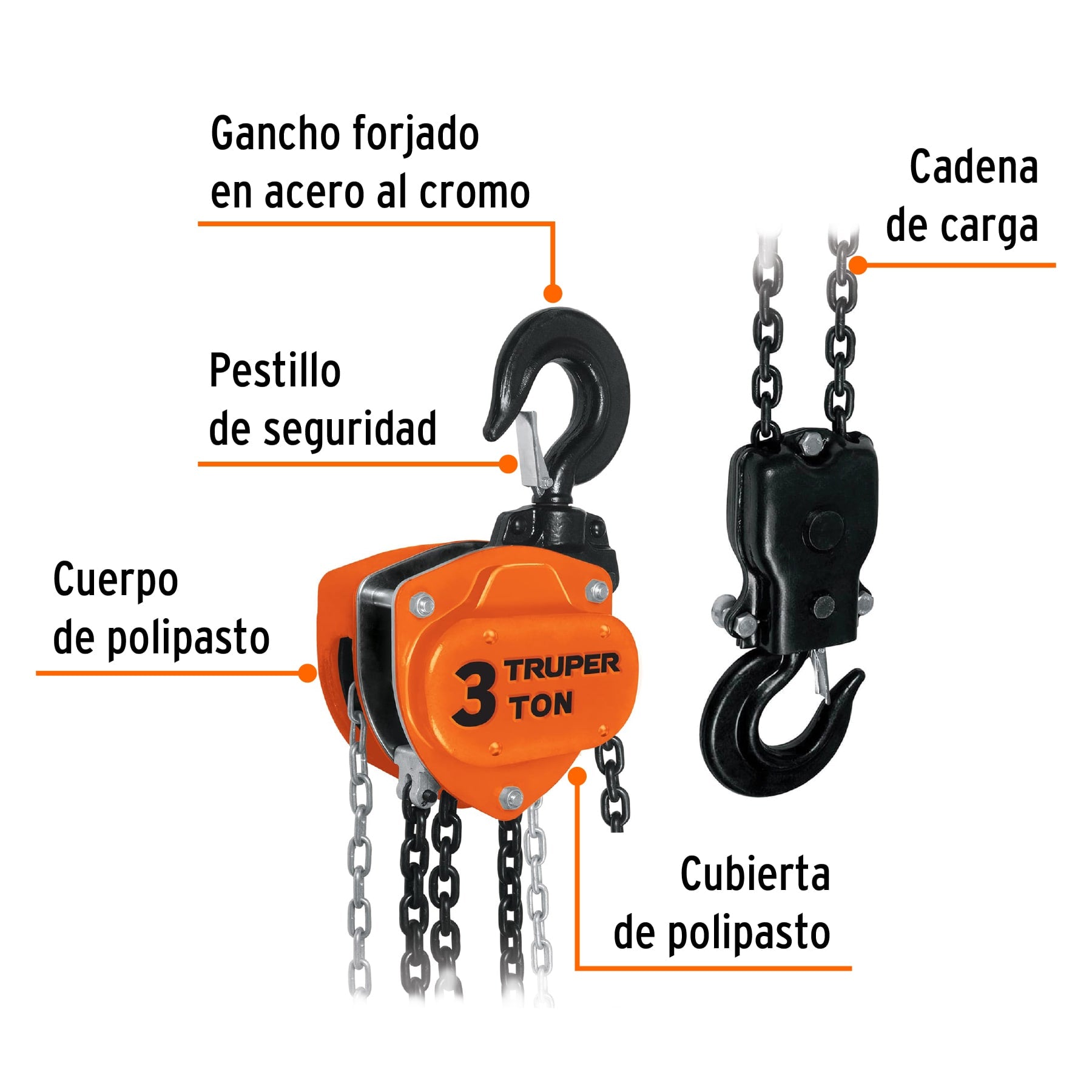 Polipasto Industrial de Cadena 3 Toneladas Truper