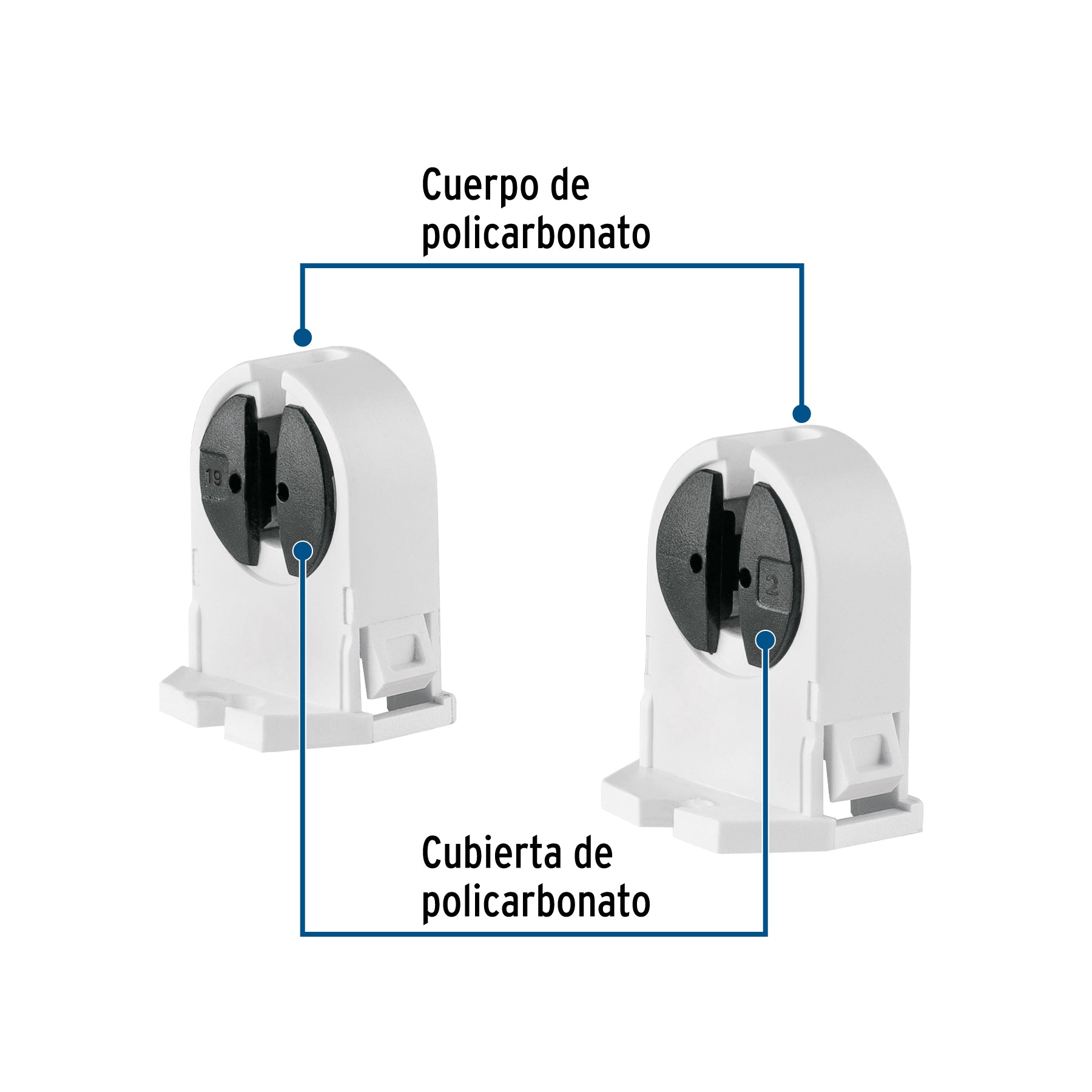 Portalampara Base G5 Bipin para Tubo de LED y Fluorescente 2 Piezas Volteck