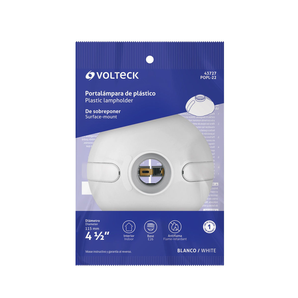 Portalampara Oval para Foco Tradicional Blanco Volteck