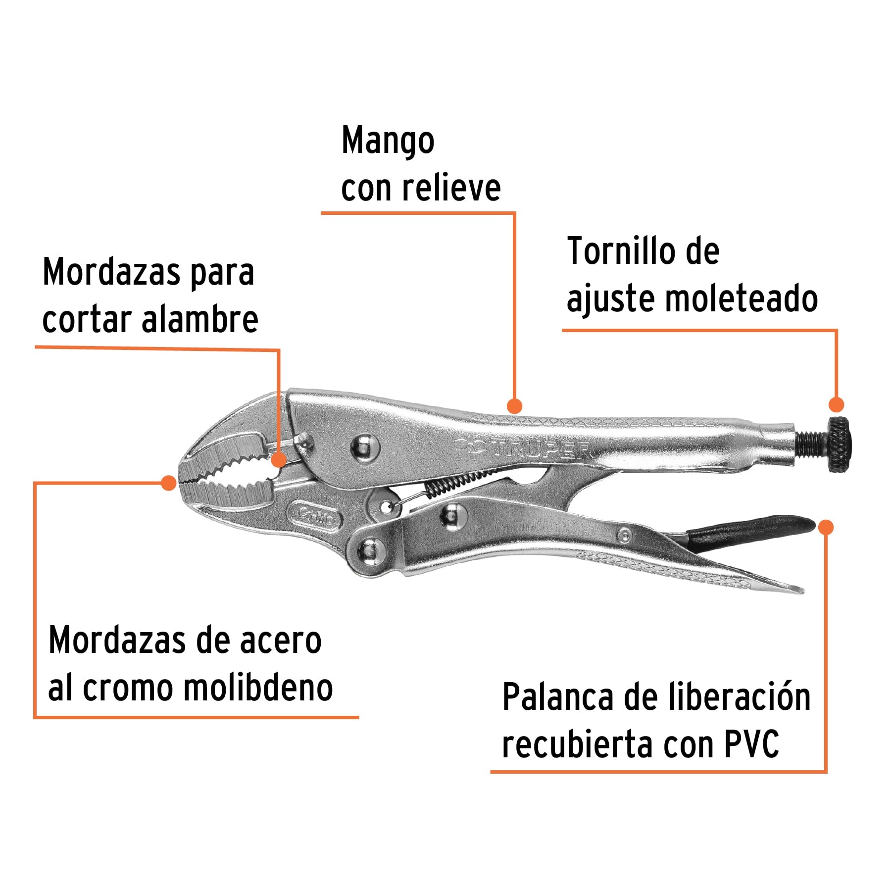Pinza de Presion Mordaza Curva 7" Truper