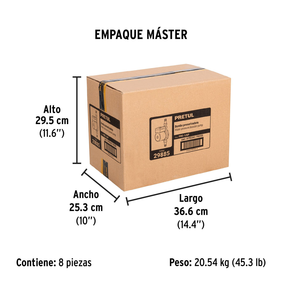 Bomba Presurizadora 1/6 HP PRETUL