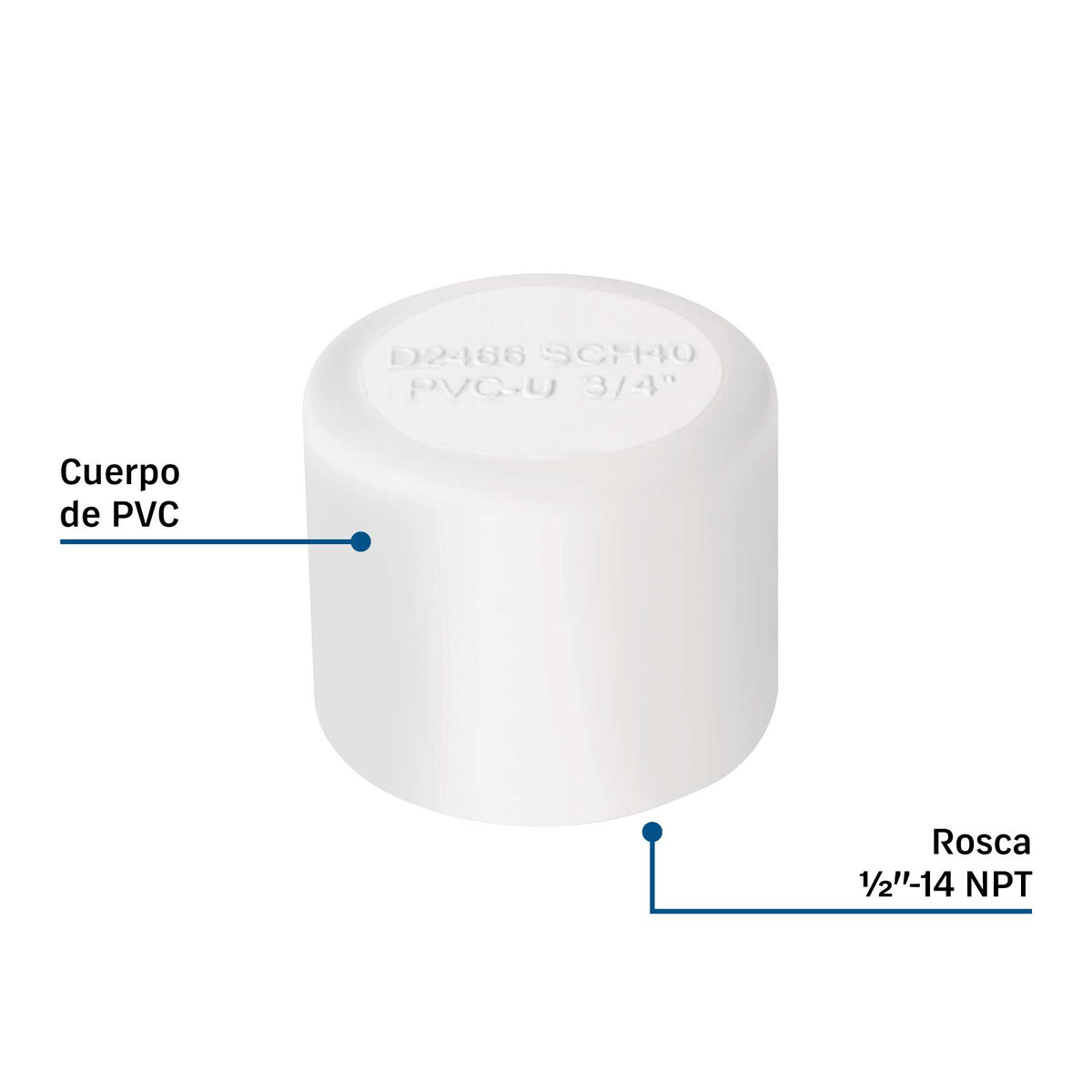 Tapon Capa Roscable PVC Hidraulico FOSET 3/4"