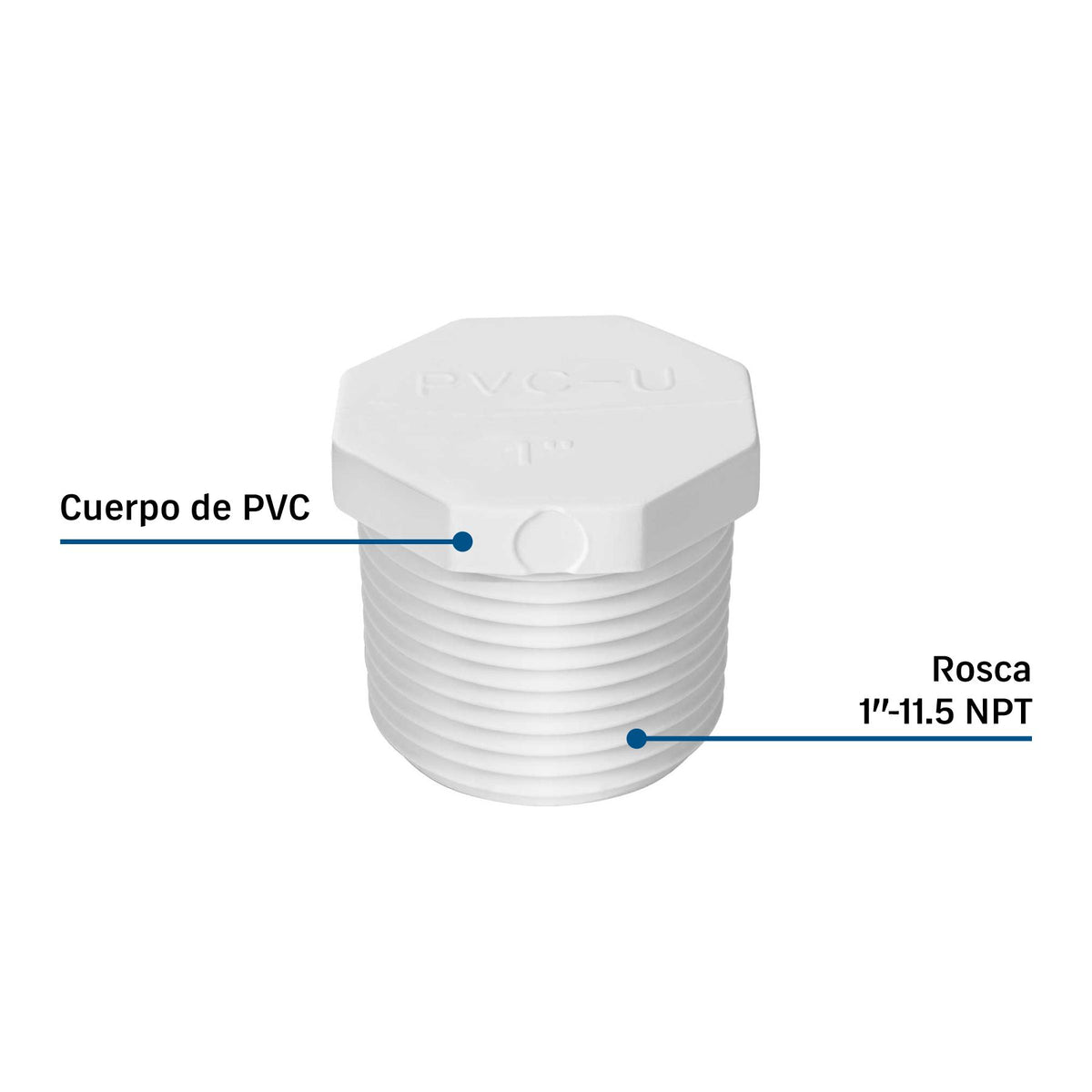 Tapon Macho Roscable PVC Hidraulico FOSET 1"