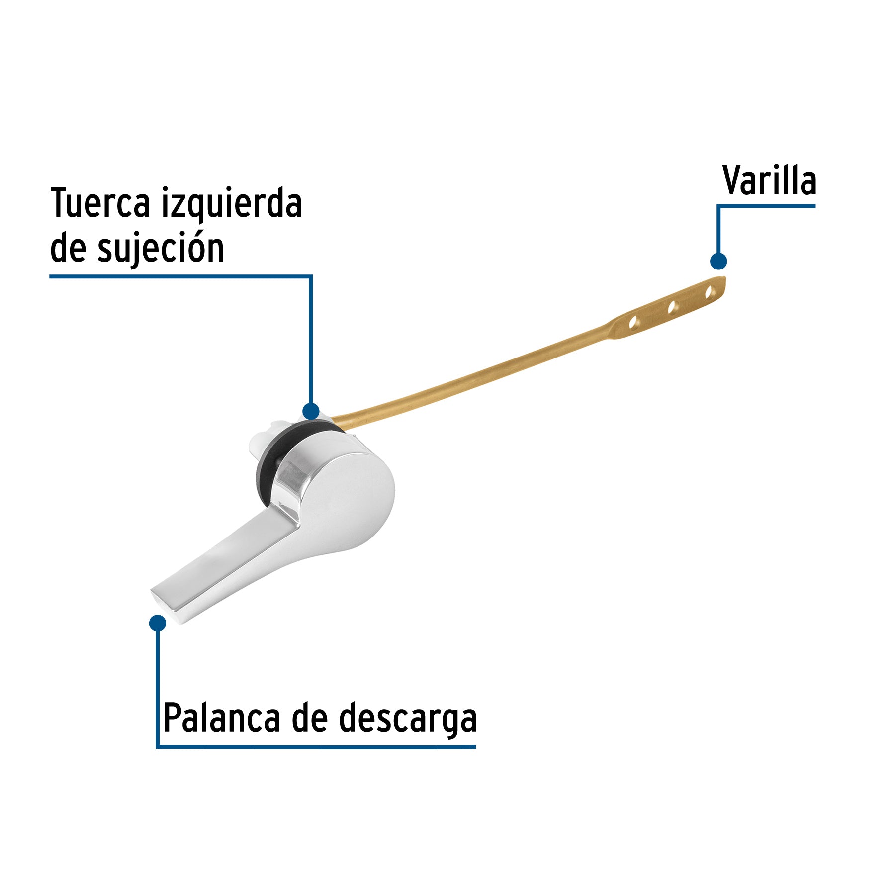 Palanca Frontal para WC Minimalista Metalica Cromada Foset