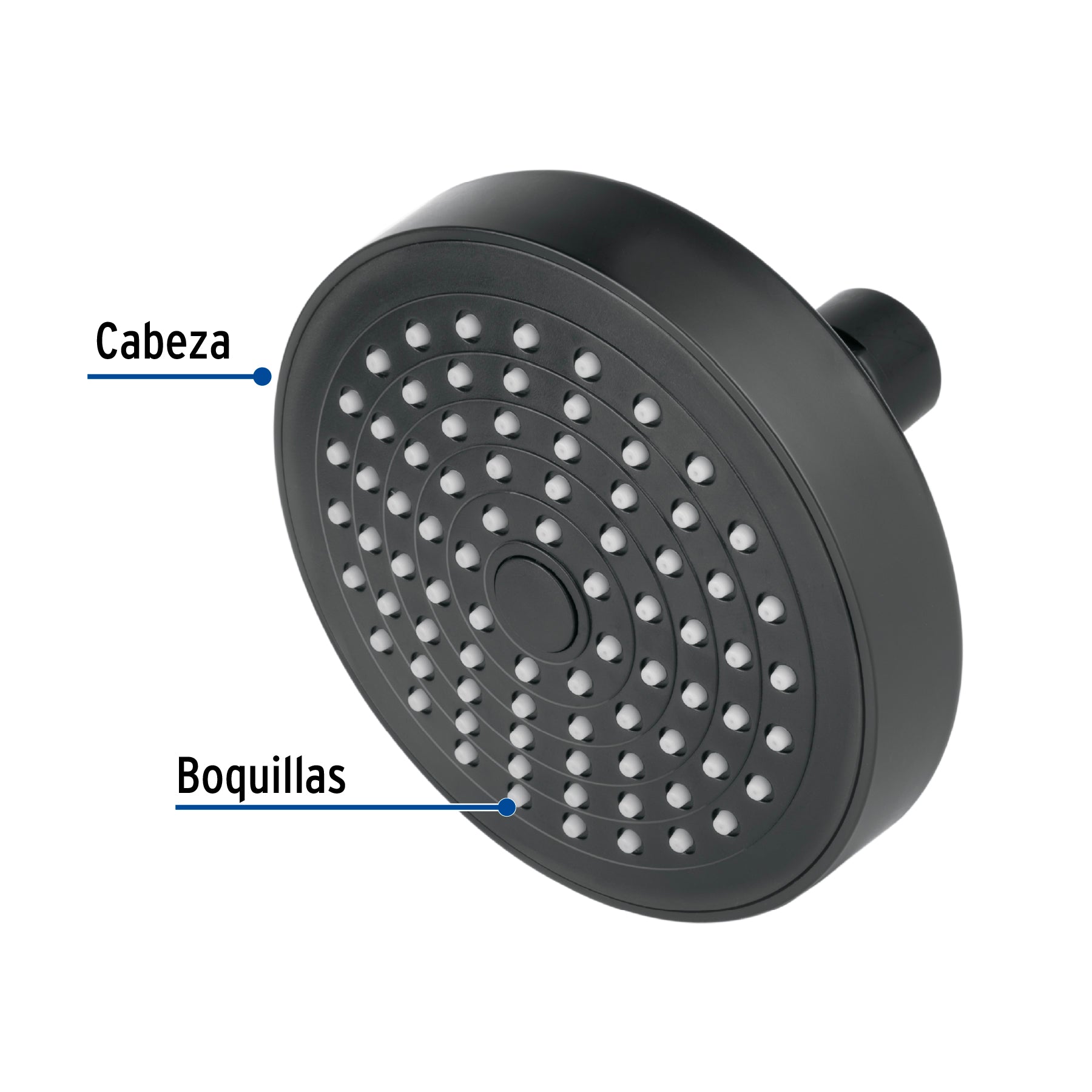 Regadera Redonda 4"1/4 de ABS Foset Basic Negro