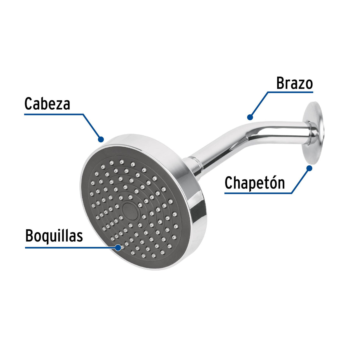 Regadera Redonda 4"1/4 de ABS Brazo y Chapeton de Acero Foset Basic Cromo