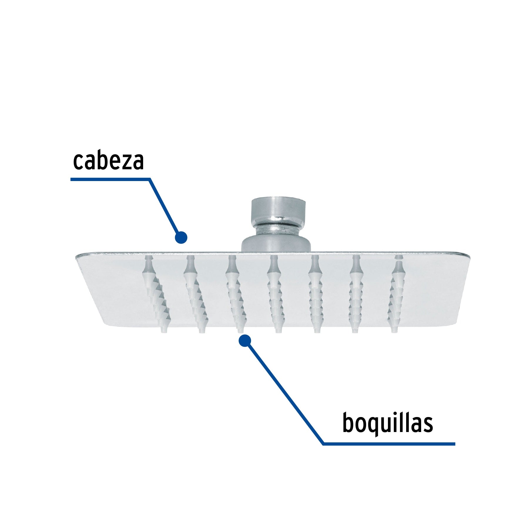 Regadera Cuadrada 6" Acero Inoxidable FOSET TUBIG Acabado Cromo