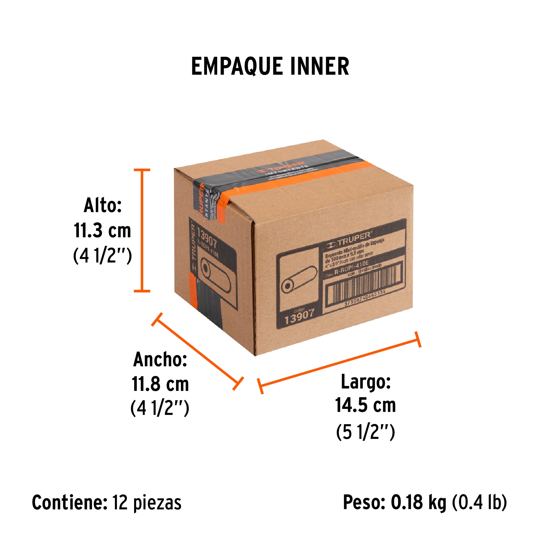 Felpa para Mini Rodillo 4" Truper Esponja Bolsa con 2