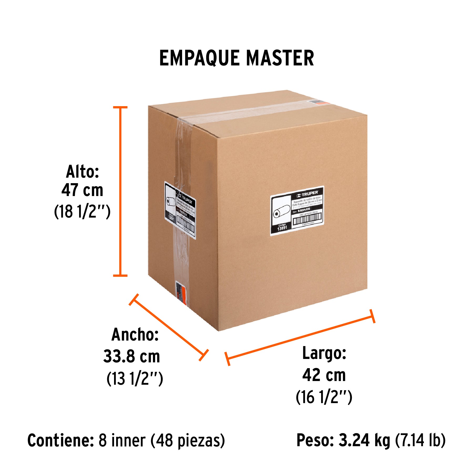 Felpa para Rodillo 9" x 1"1/4 Truper Superficies Extra Rugosas
