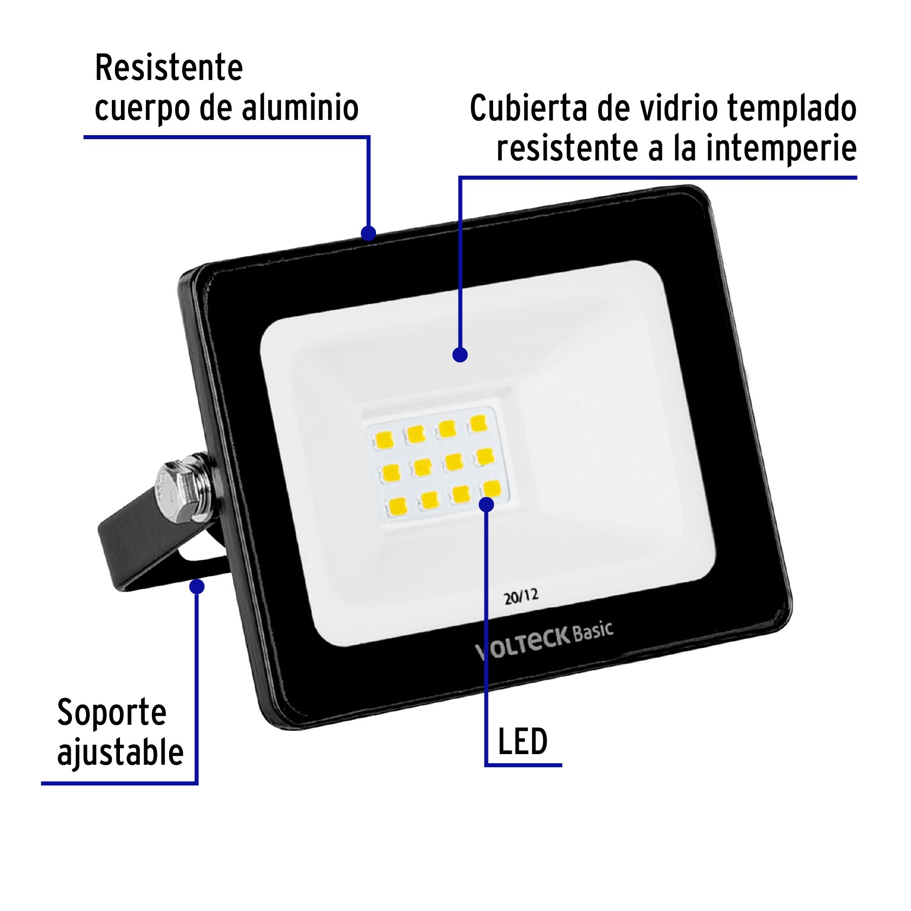 Reflector LED Ultra Delgado Volteck Luz Calida 10 Watts