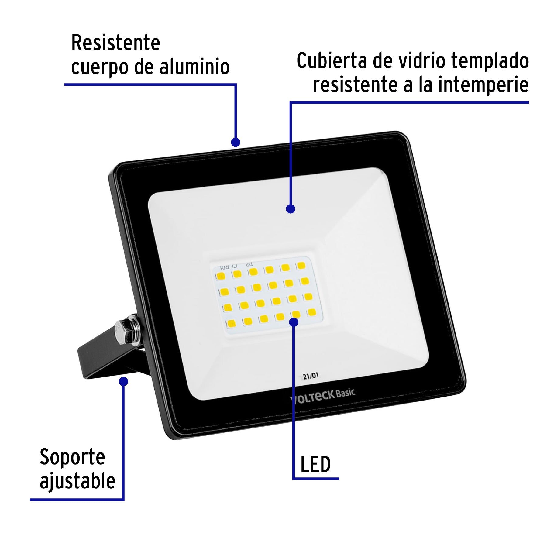 Reflector LED Ultra Delgado Volteck Luz de Dia 20 Watts