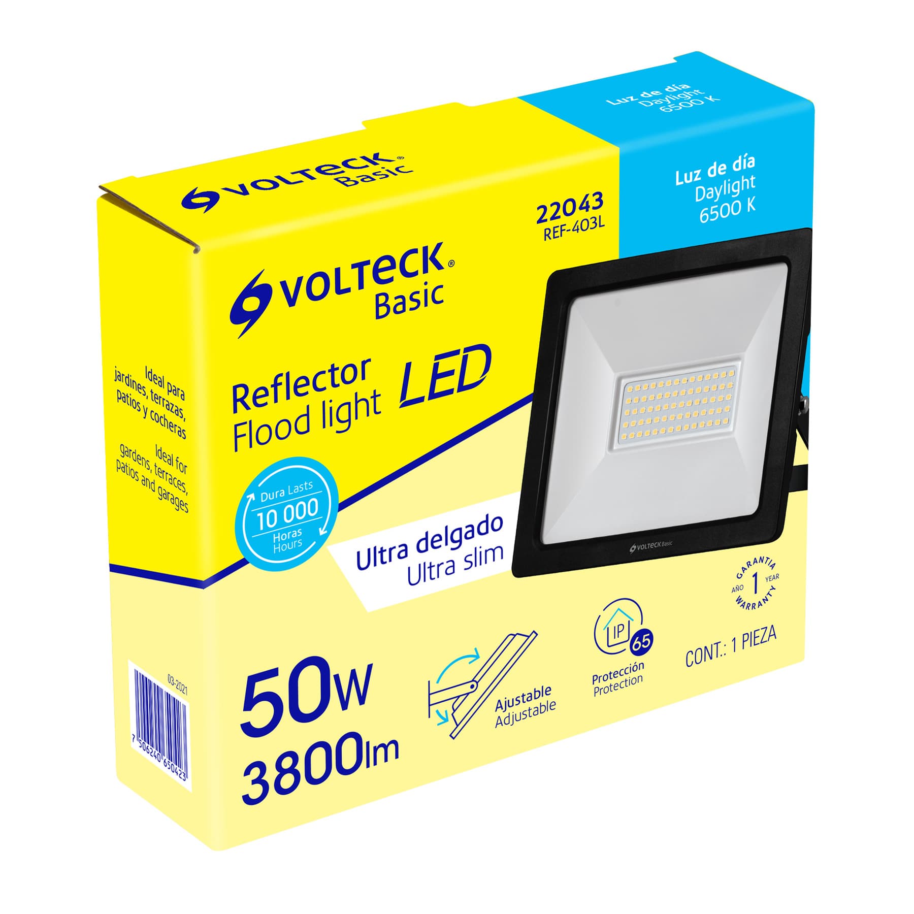 Reflector LED Ultra Delgado Volteck Luz de Dia 50 Watts