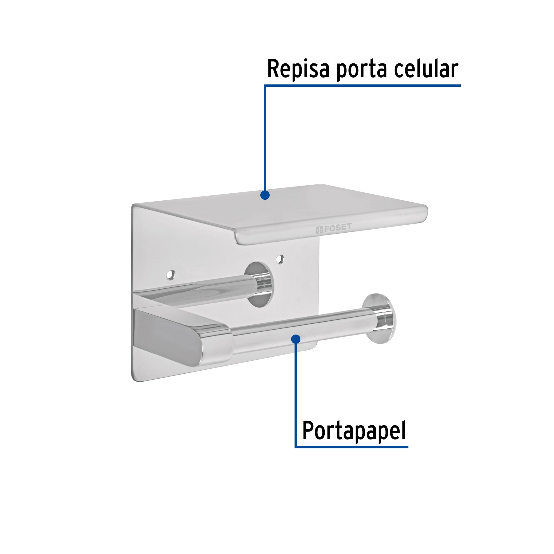 Portarrollo con Soporte para Celular Foset Riviera Cromo
