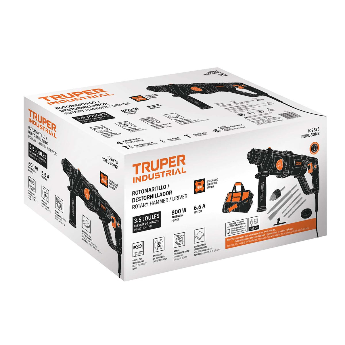 Rotomartillo SDS Plus 3.5 Joules Mango Tipo "D" TRUPER INDUSTRIAL