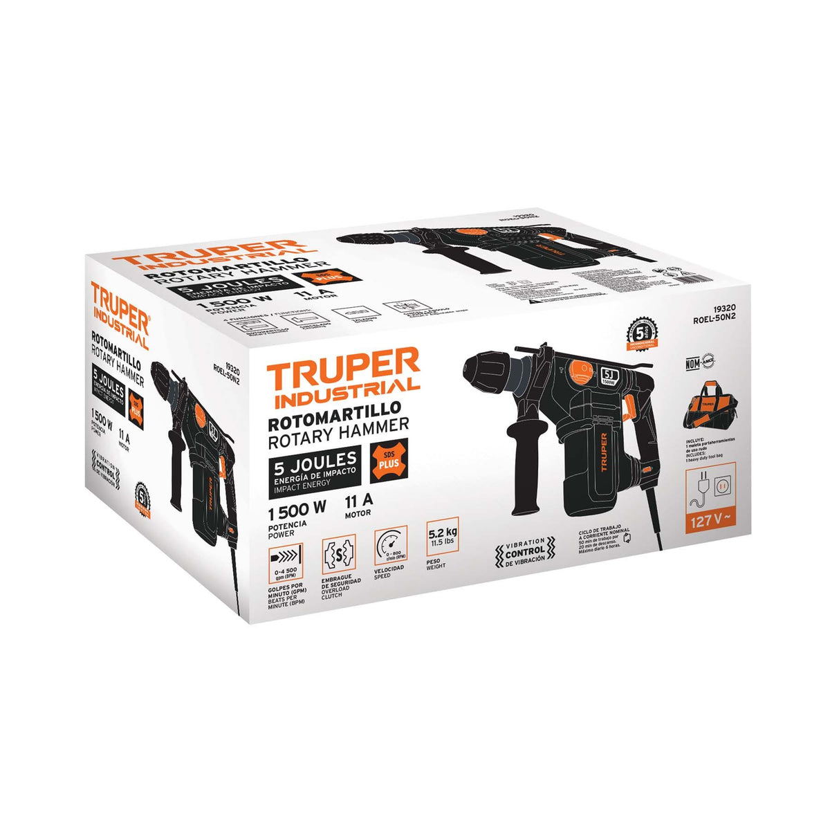 Rotomartillo SDS Plus 5 Joules TRUPER INDUSTRIAL