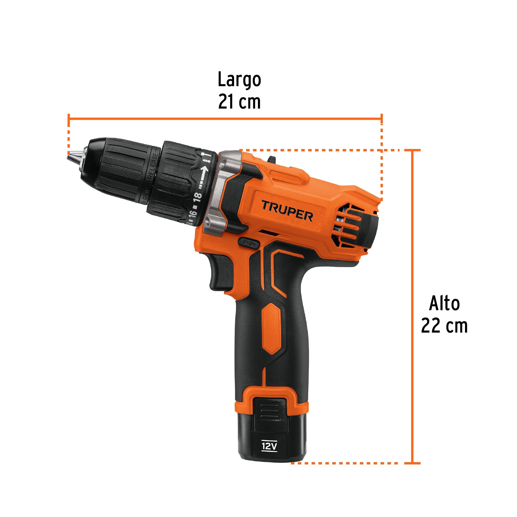 Rotomartillo Inalambrico 12 Volts Broquero 3/8" Compacto Truper Profesional