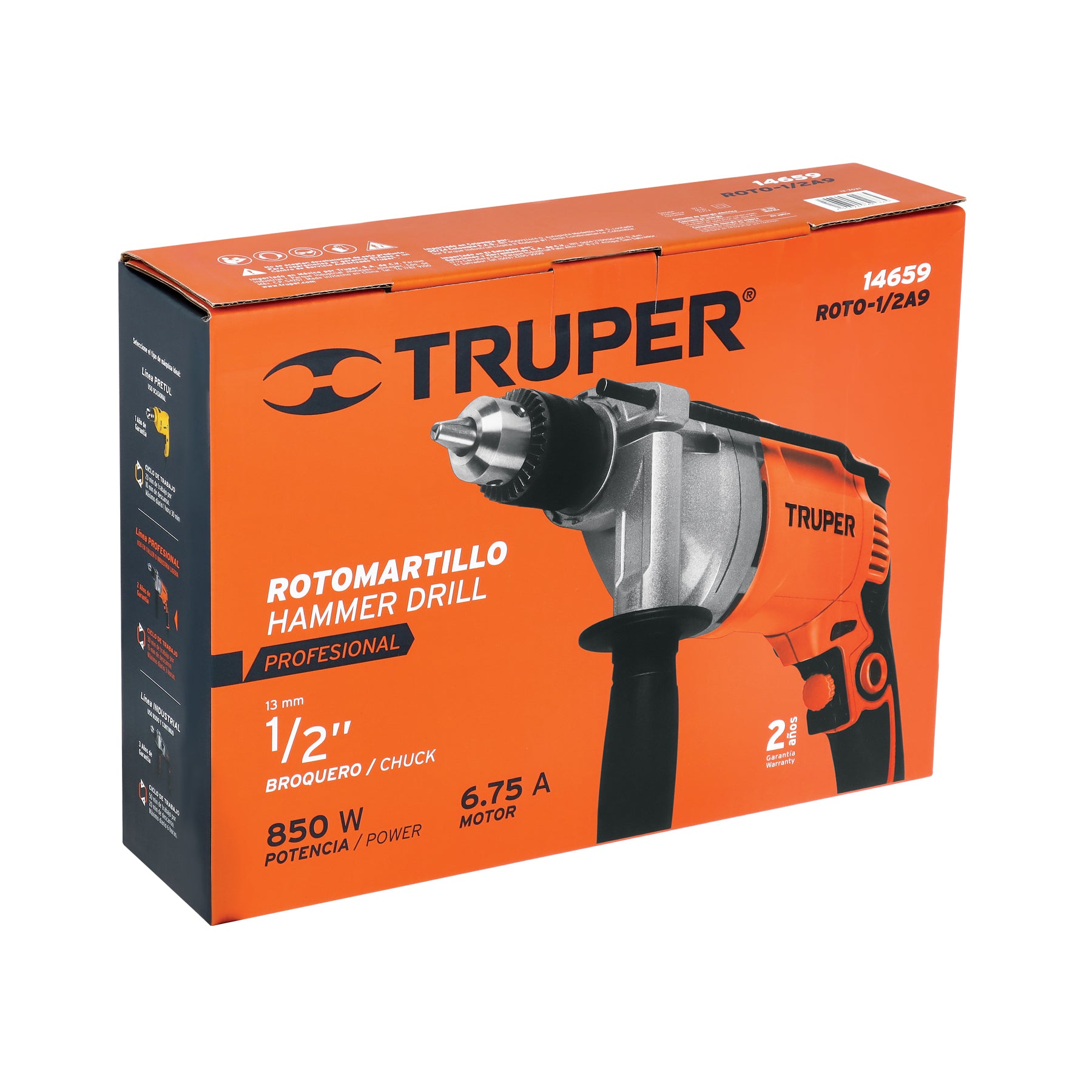 Rotomartillo 850 Watts Broquero de 1/2" Truper PRO
