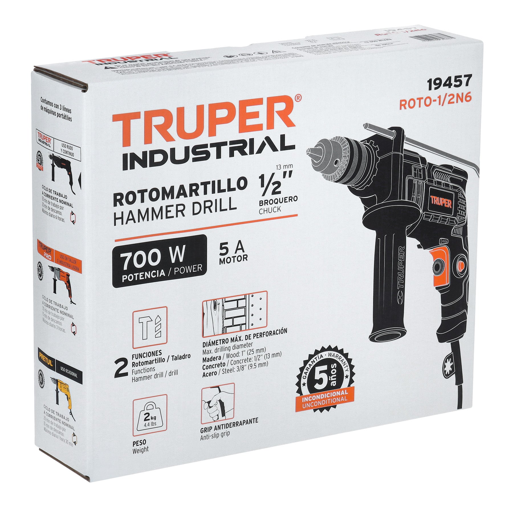 Rotomartillo 700 Watts Broquero de 1/2" Truper Industrial