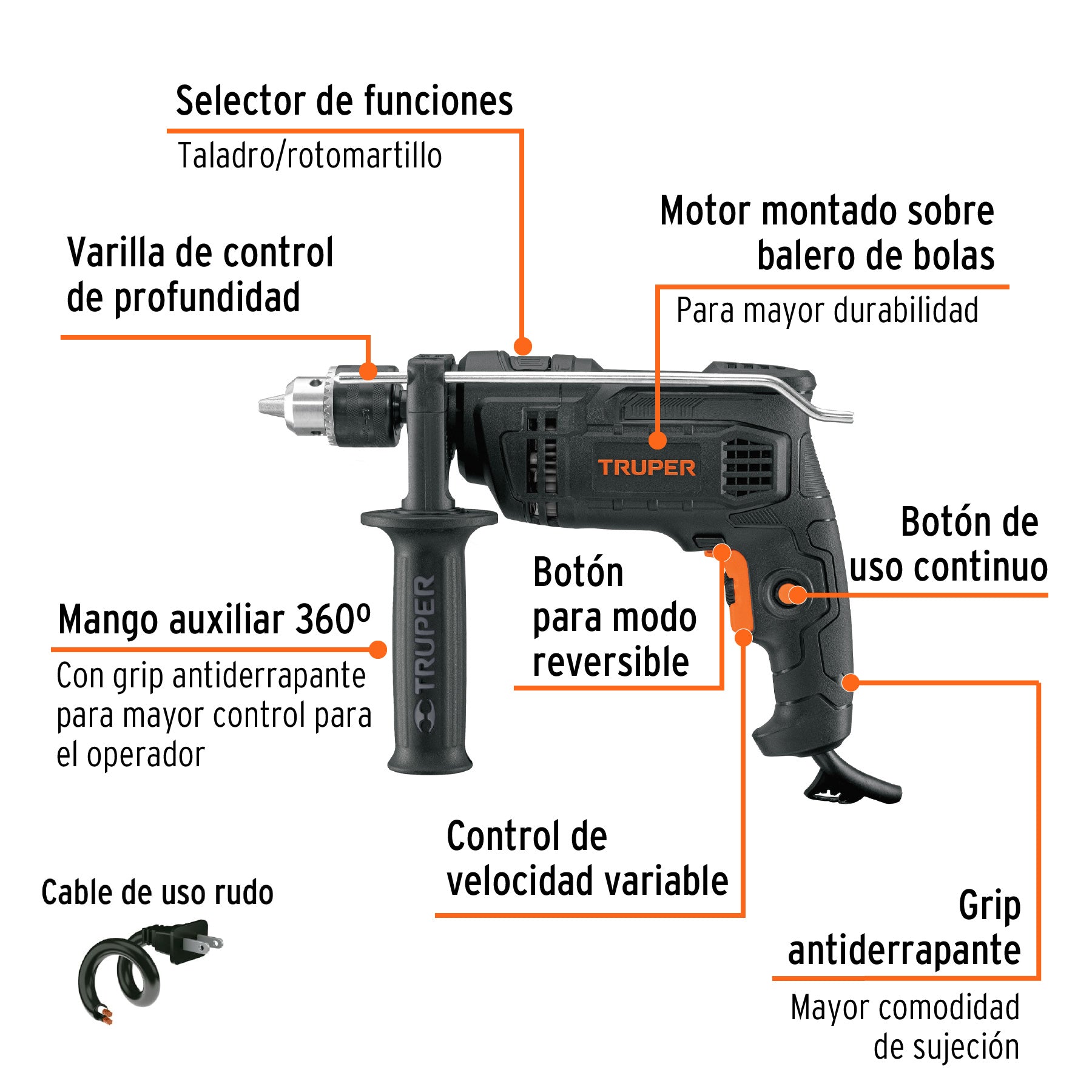 Rotomartillo 700 Watts Broquero de 1/2" Truper Industrial