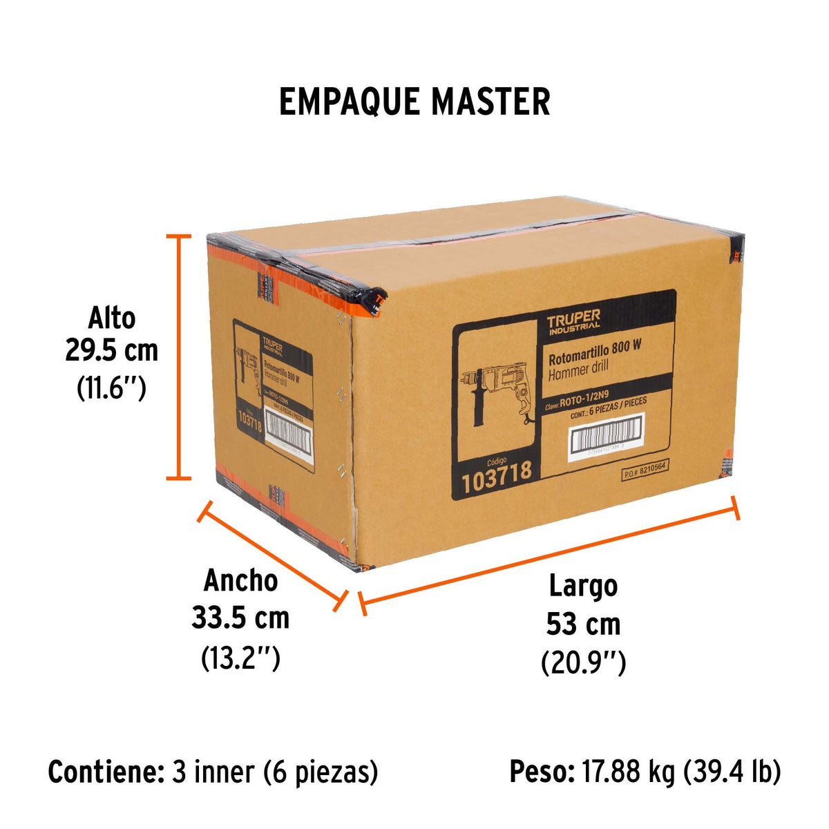 Rotomartillo 800 Watts 1/2" TRUPER INDUSTRIAL