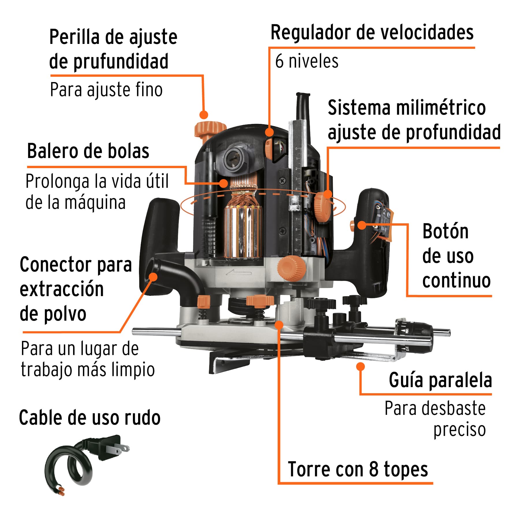 Router 1,200 Watts Truper Industrial