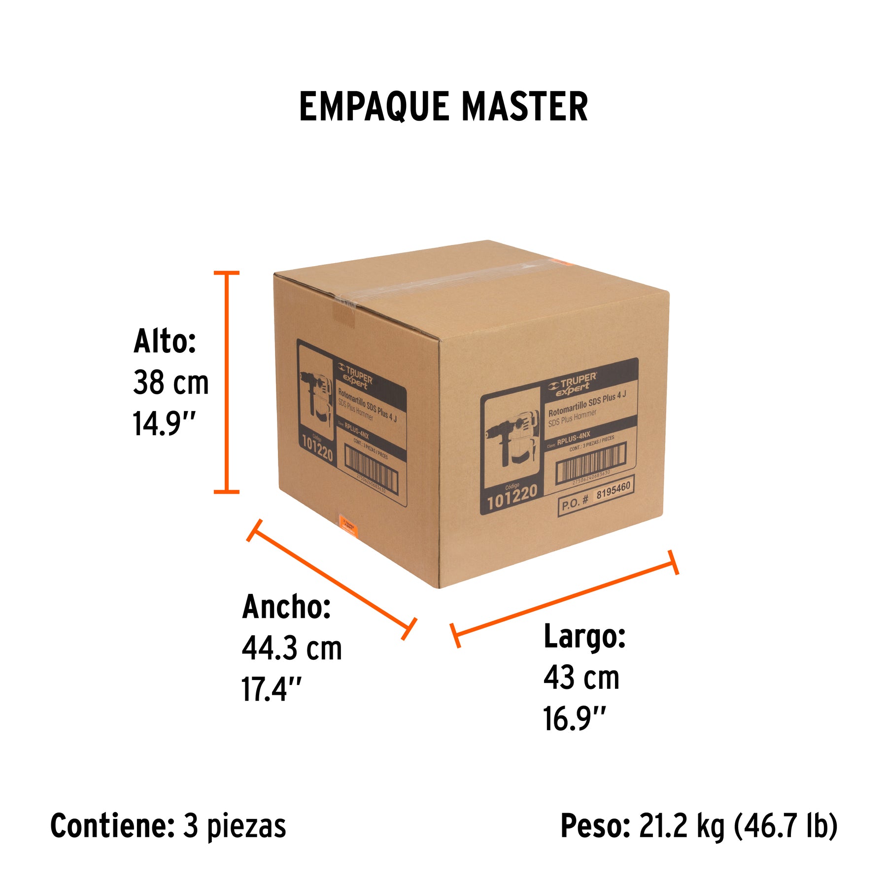 Rotomartillo SDS Plus 4 Joules 1,000 Watts Truper Expert